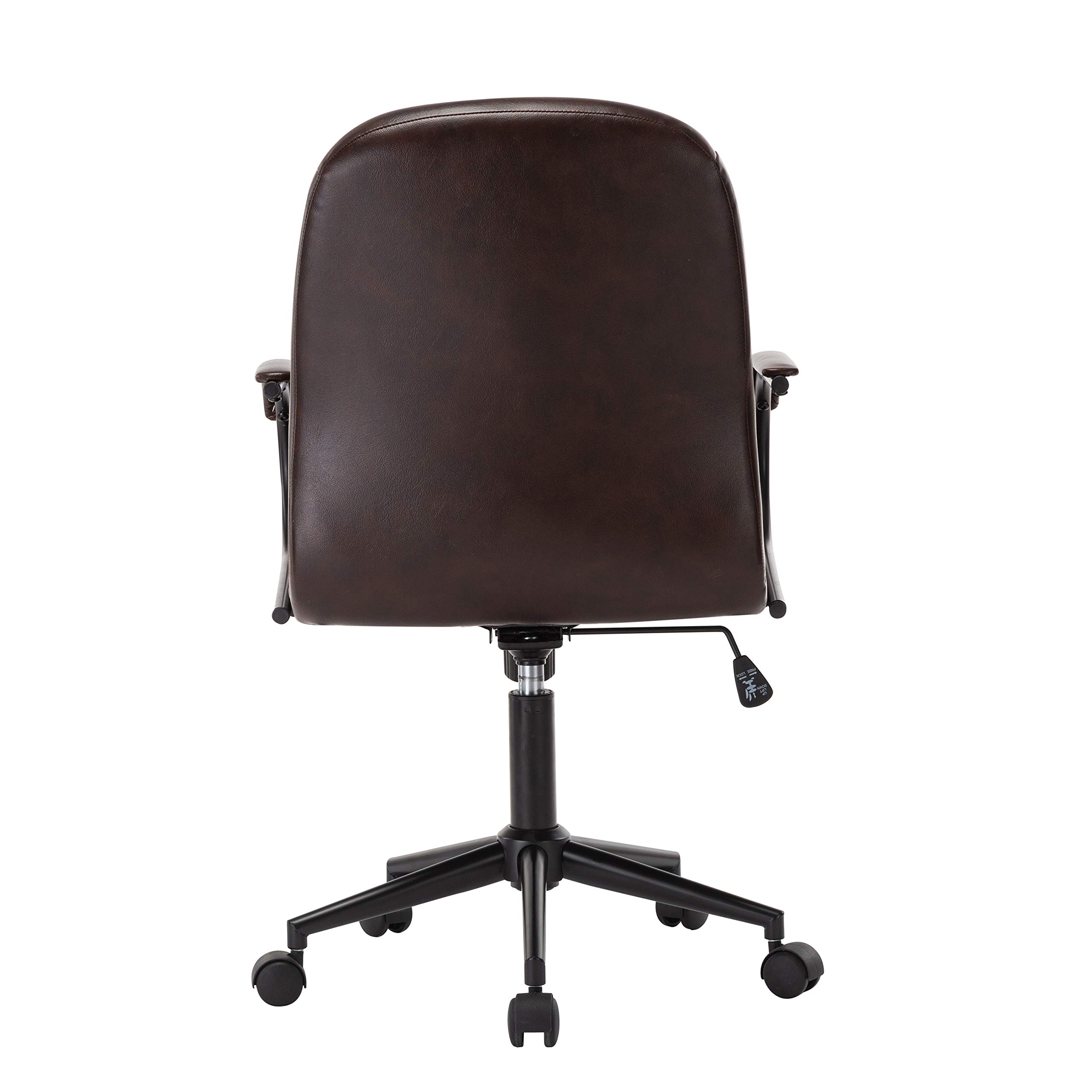 Porthos Home Kaper Swivel Office Chair - Mid Back Ergonomic Desk Chair with Adjustable Height, PU Leather Upholstery & Roller Casters - Perfect for Home Office, Small Studio & Workspace Comfort