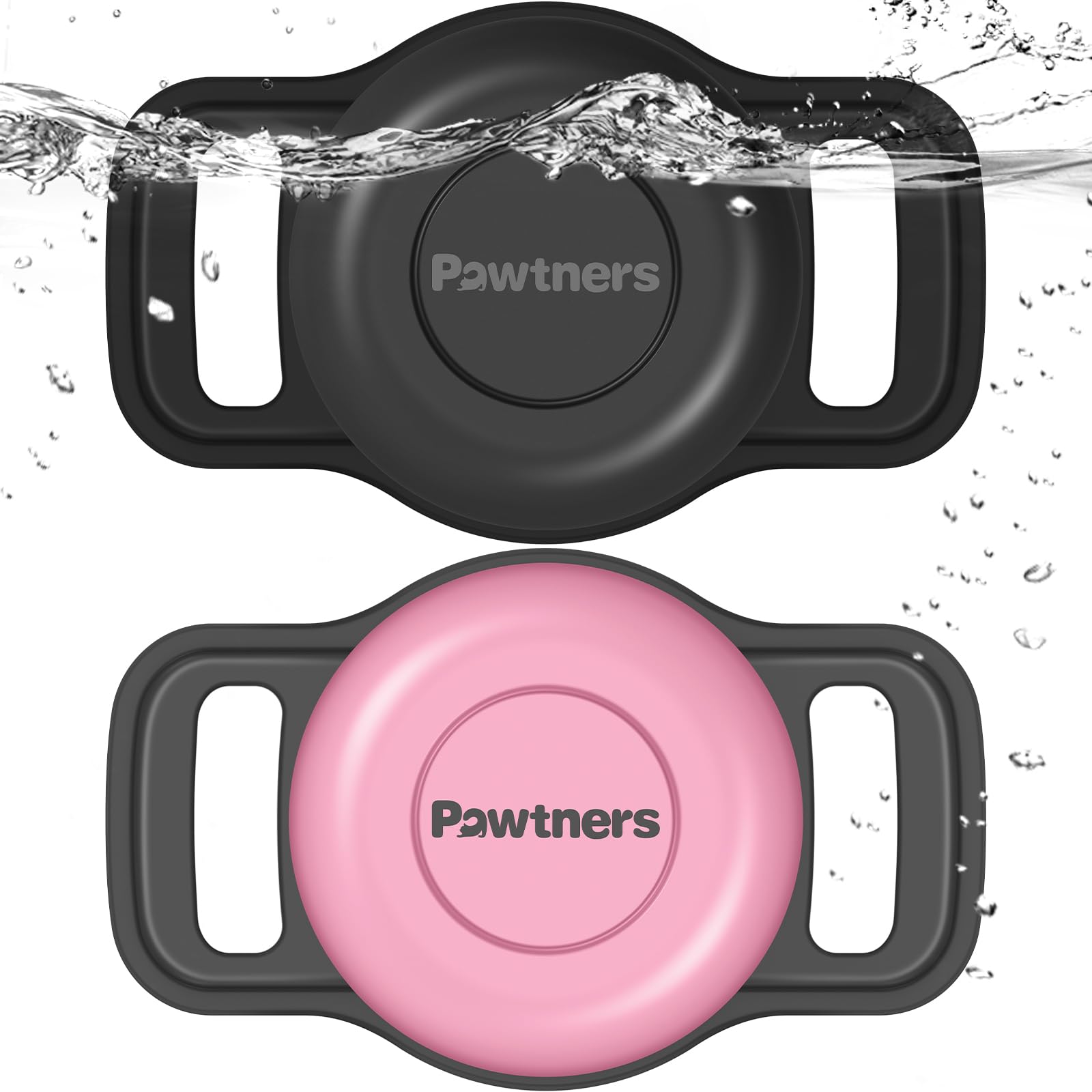 Waterproof Airtag Dog Collar Holder - 2 Pack Soft Silicone AirTag Case for Pet Collars, IPX8 Waterproof Dog Tracker Cover Compatible with Apple AirTag - Perfect for Outdoor Adventures & Daily Pet Safety