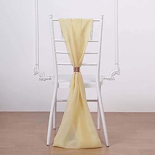 50 Champagne Extra Wide Premium Chiffon Chair Sashes - Elegant Wedding Decor for Ceremony & Reception, Party Table Decoration, Bridal Shower Decorations