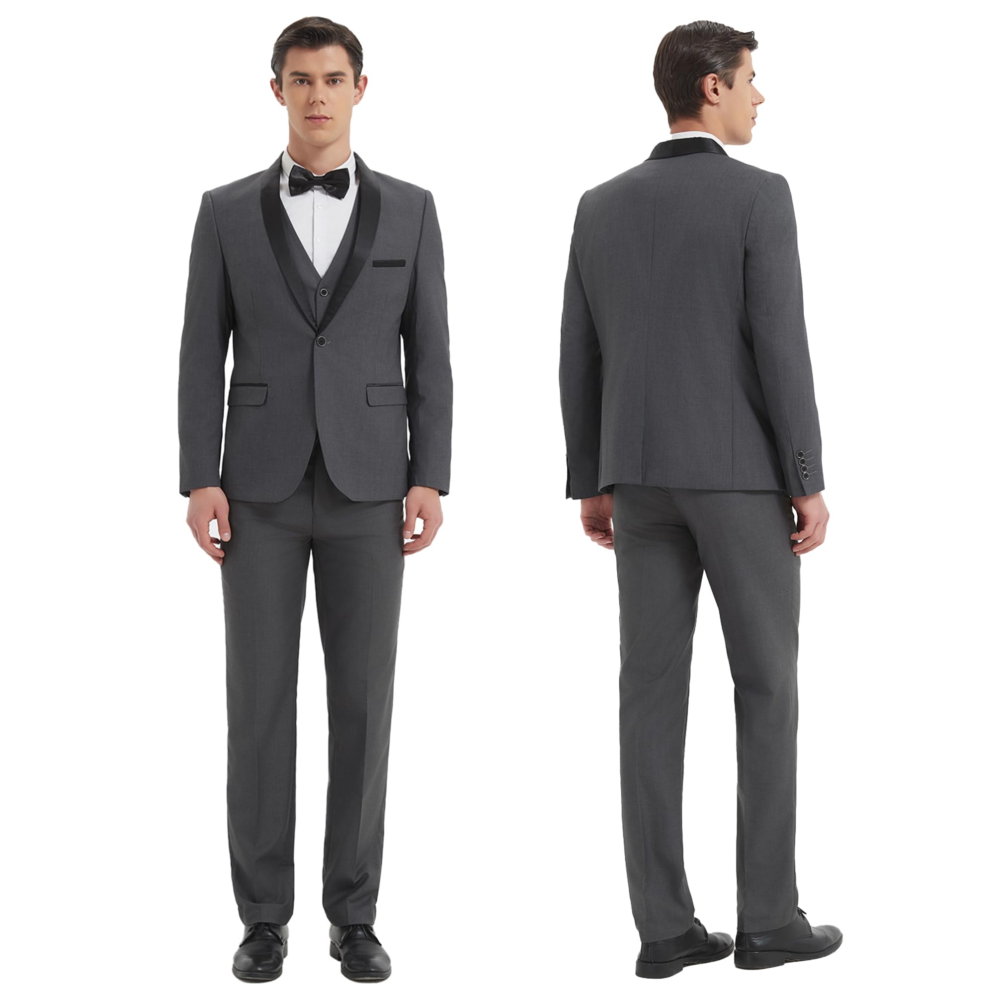 Men's Slim Fit Tuxedo Suit 3-Piece Set - Wedding, Business & Formal Occasions | Dinner Jacket, Vest & Pants for Groom & Groomsmen | Perfect for Prom, Black Tie Events & Evening Parties