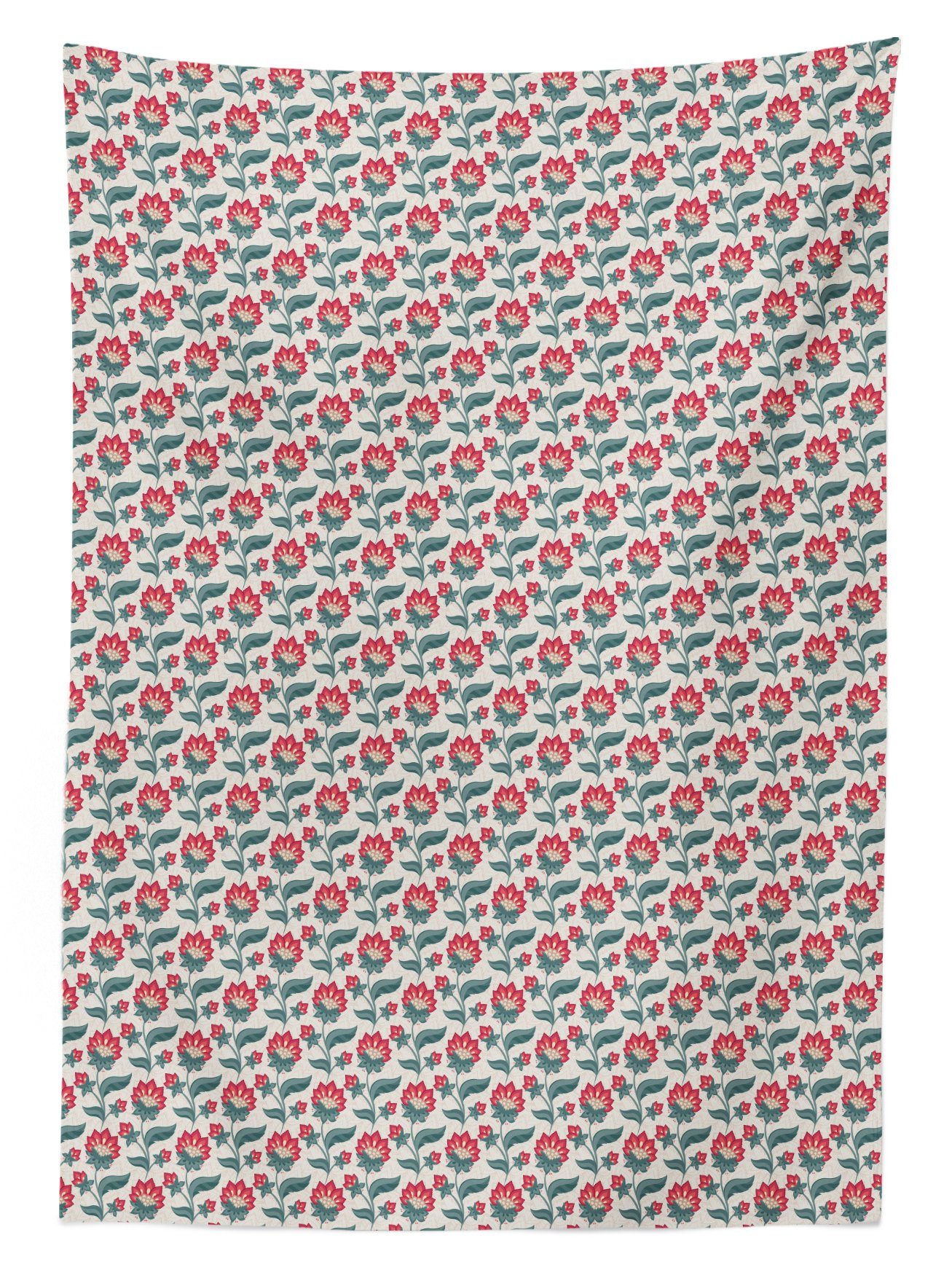 Ambesonne Floral Outdoor Tablecloth - Jacobean Style Blooming Petals & Foliage Leaves Botanical Design, Washable Picnic Table Cover 58