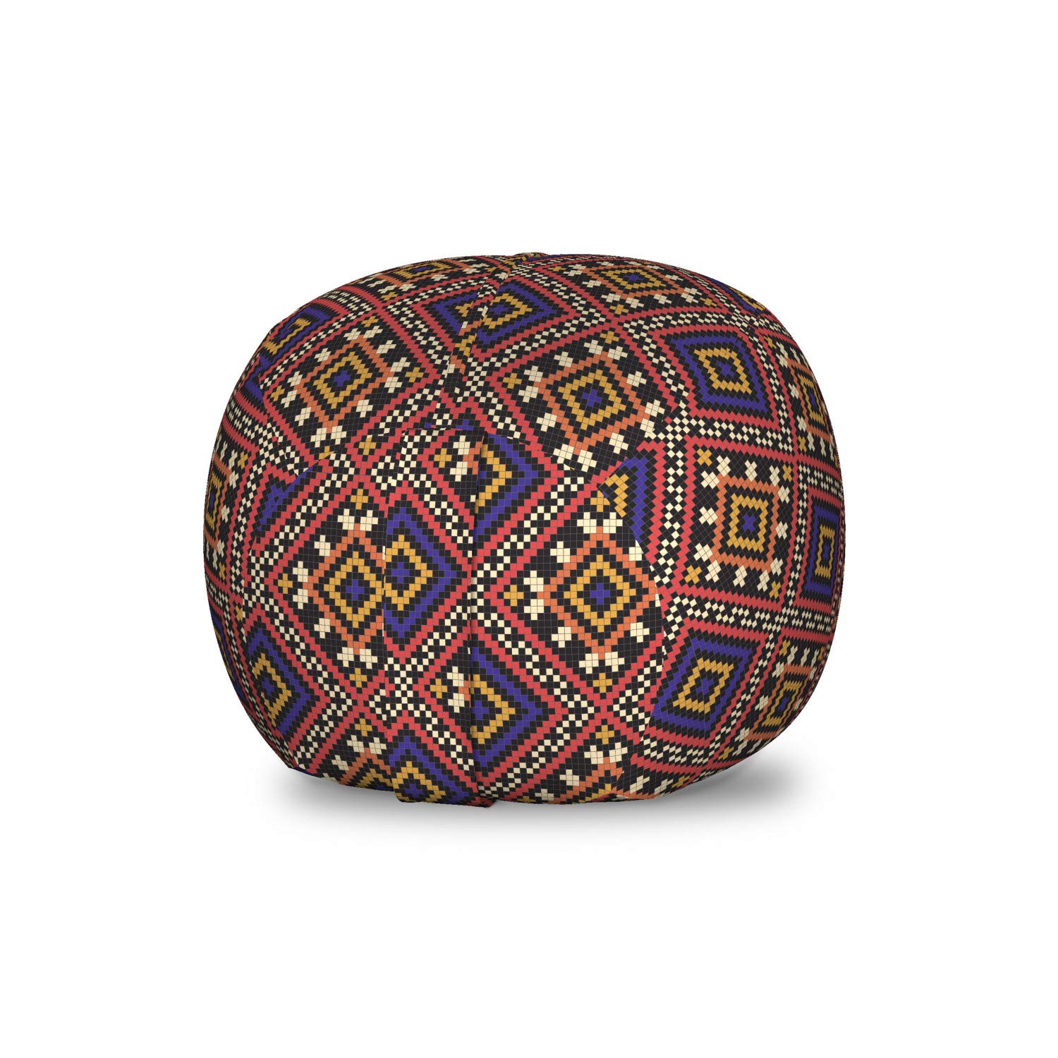 Ambesonne Ukrainian Storage Toy Bag Chair - Traditional Cultural Ornament Vintage Geometric Pattern, Washable Stuffed Animal Organizer for Kids Room, Small Multicolor - Perfect for Toy Storage, Kids Bedroom Decor & Playroom Organization