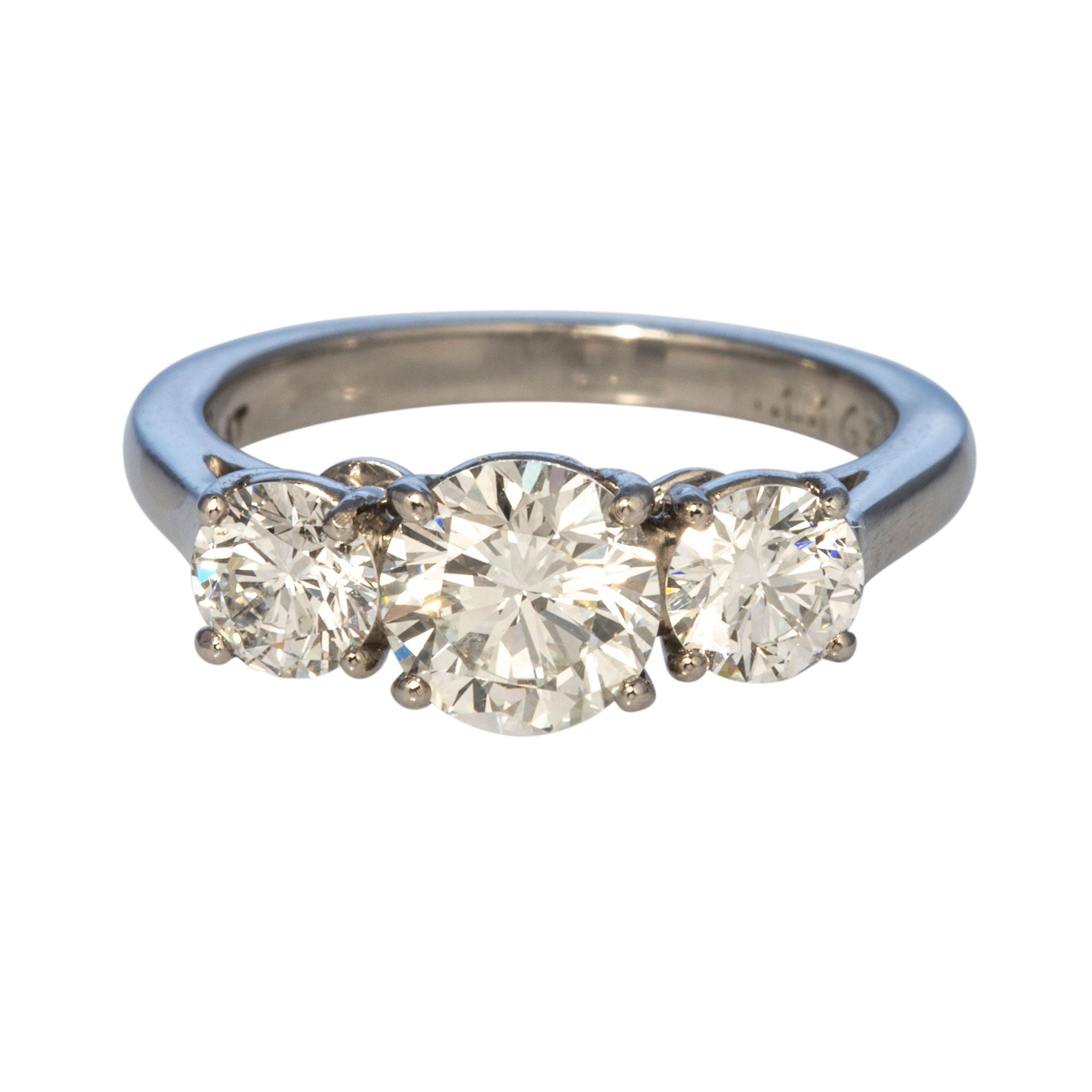 1.65ctw Round Brilliant Diamond Three Stone Platinum Engagement Ring for Women - Perfect Wedding Proposal, Anniversary Gift & Bridal Jewelry