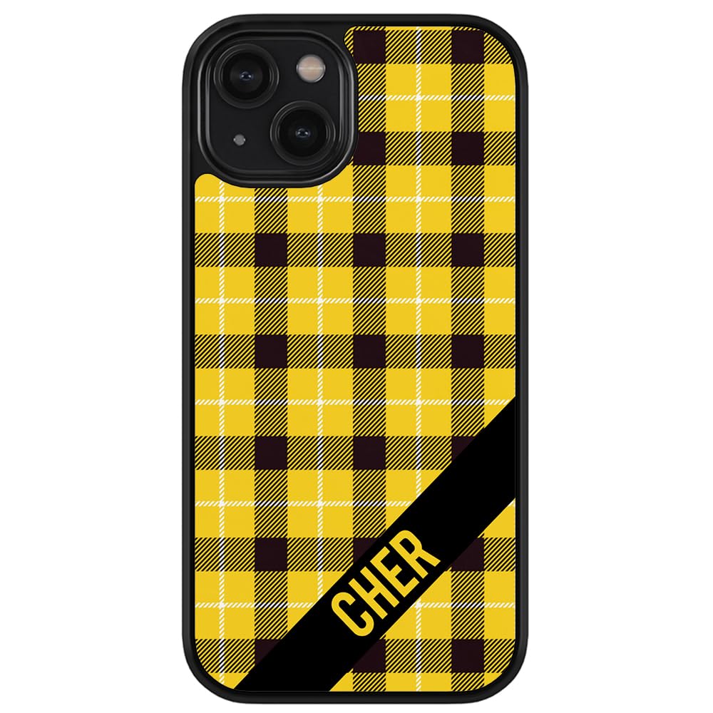 90s Retro Yellow Plaid Personalized Rubber Phone Case - Compatible with iPhone 16/15/14/13/12 Pro Max & Plus, 11/X/8/7 - Trendy Protective Cover for Daily Use, Work & Travel