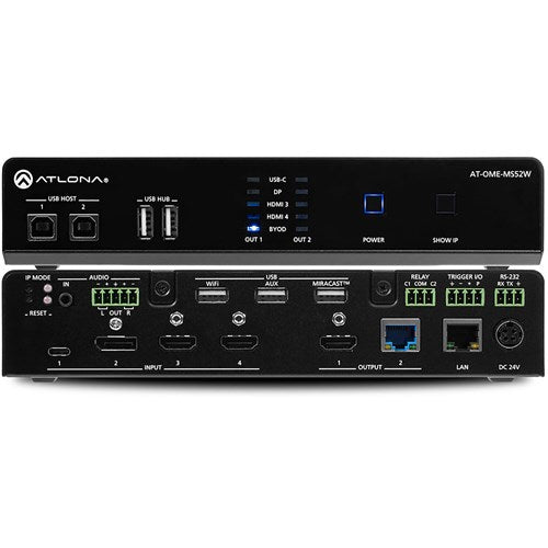 Atlona AT-OME-MS52W Omega 5x2 4K UHD Multiformat Matrix Switcher with Wireless Casting & HDMI - Perfect for Home Theater, Conference Rooms & Digital Signage