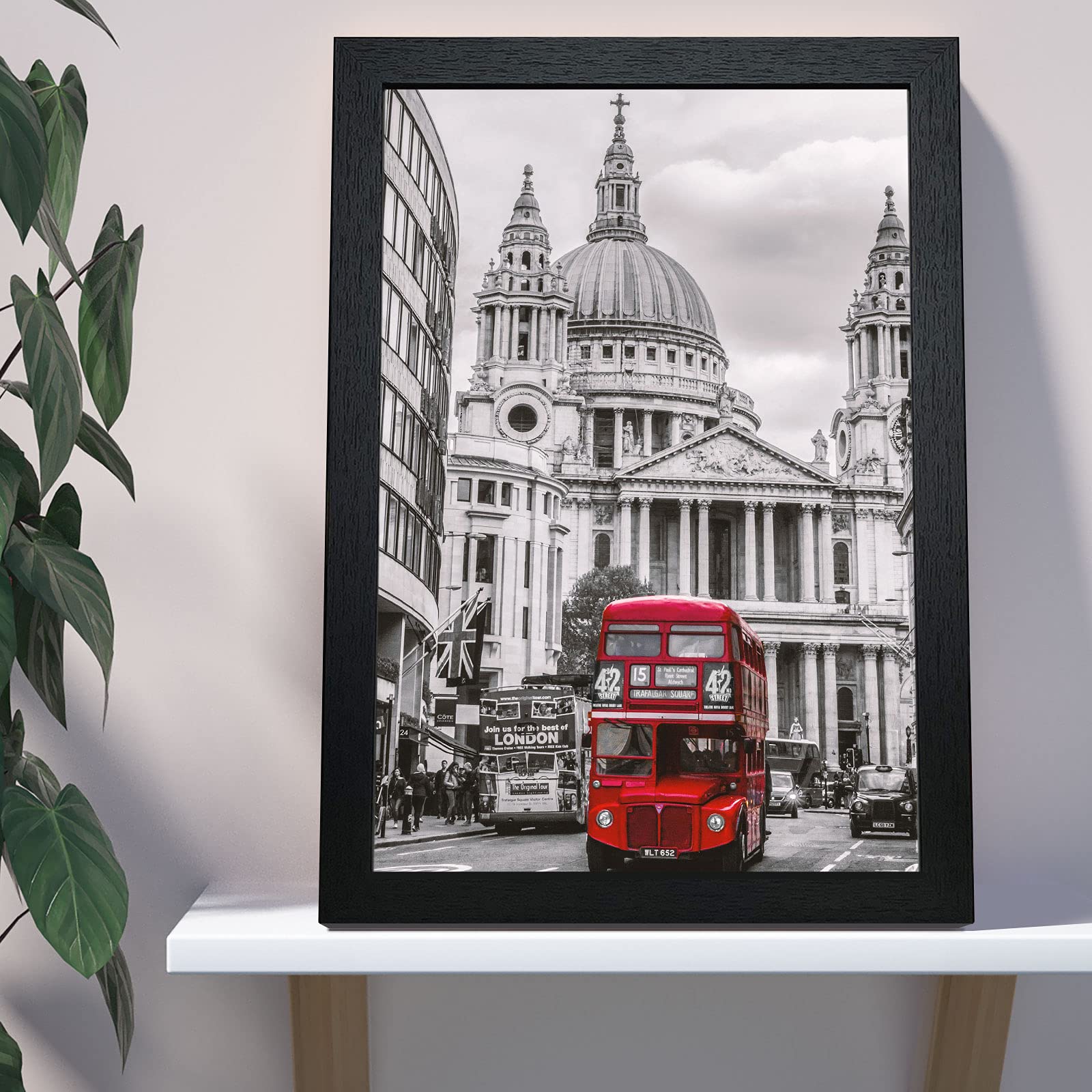 VCK 13x19 Inch Black Wood Poster Frame with Plexiglass - Set of 5 Wall Picture Frames No Mat Included - Perfect for Home Decor, Office Art Display & Photo Gallery Wall