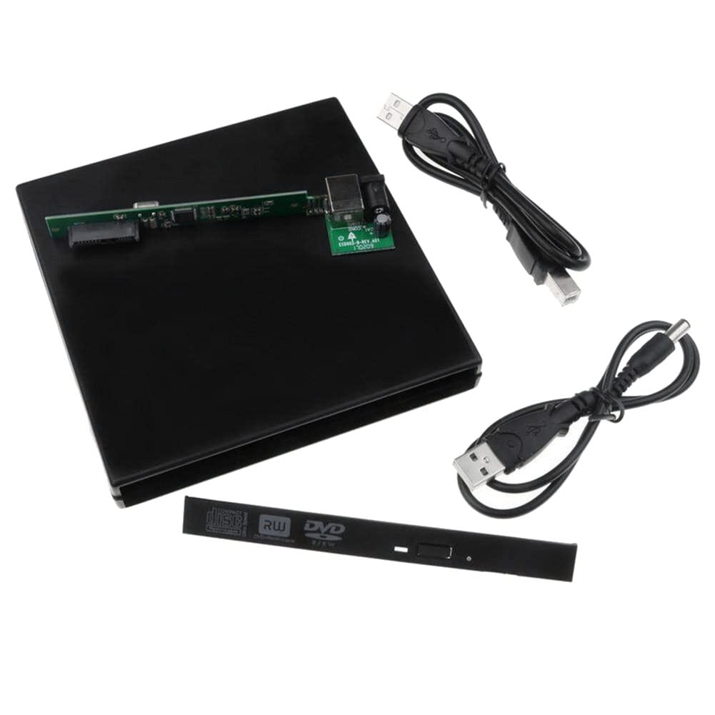 Knadgbft 12.7mm USB 2.0 External DVD Enclosure - SATA to SATA DVD/CD-ROM Drive Case for Laptop & Desktop PC | Portable Optical Disk Storage Solution for Home Office & Travel