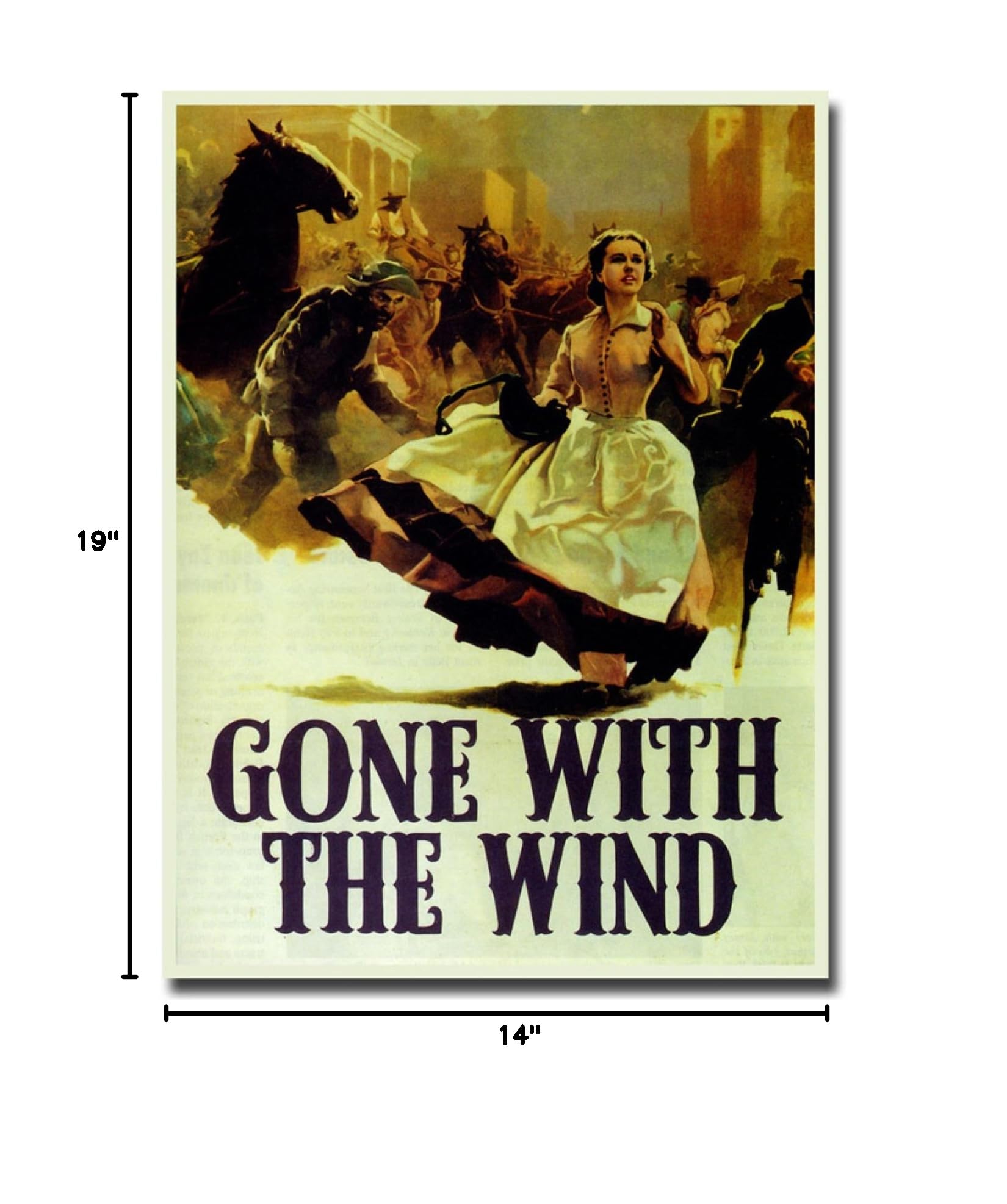 Trademark Fine Art Gone with The Wind Canvas Art Print - 14x19 Inch Wall Decor for Living Room, Bedroom & Office - Classic Movie Poster Home Decoration
