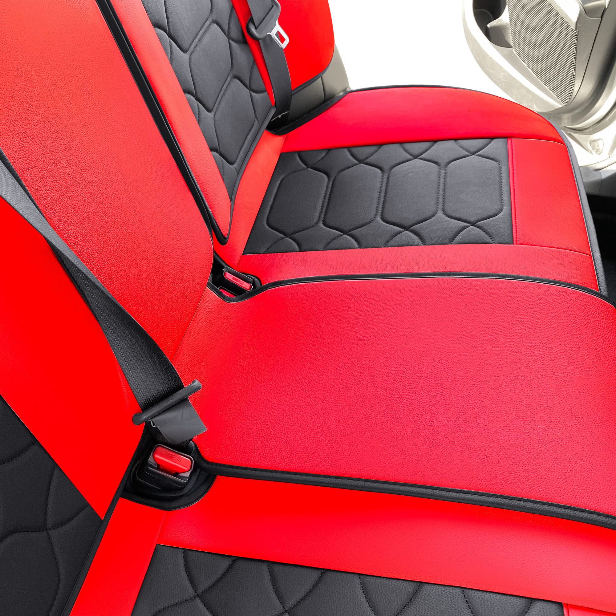Custom Fit Waterproof Faux Leather Seat Covers for 2012-2025 Toyota Camry - Full Set Red Car Seat Protectors | Perfect for Daily Commuting, Road Trips & Protecting Your Car Interior