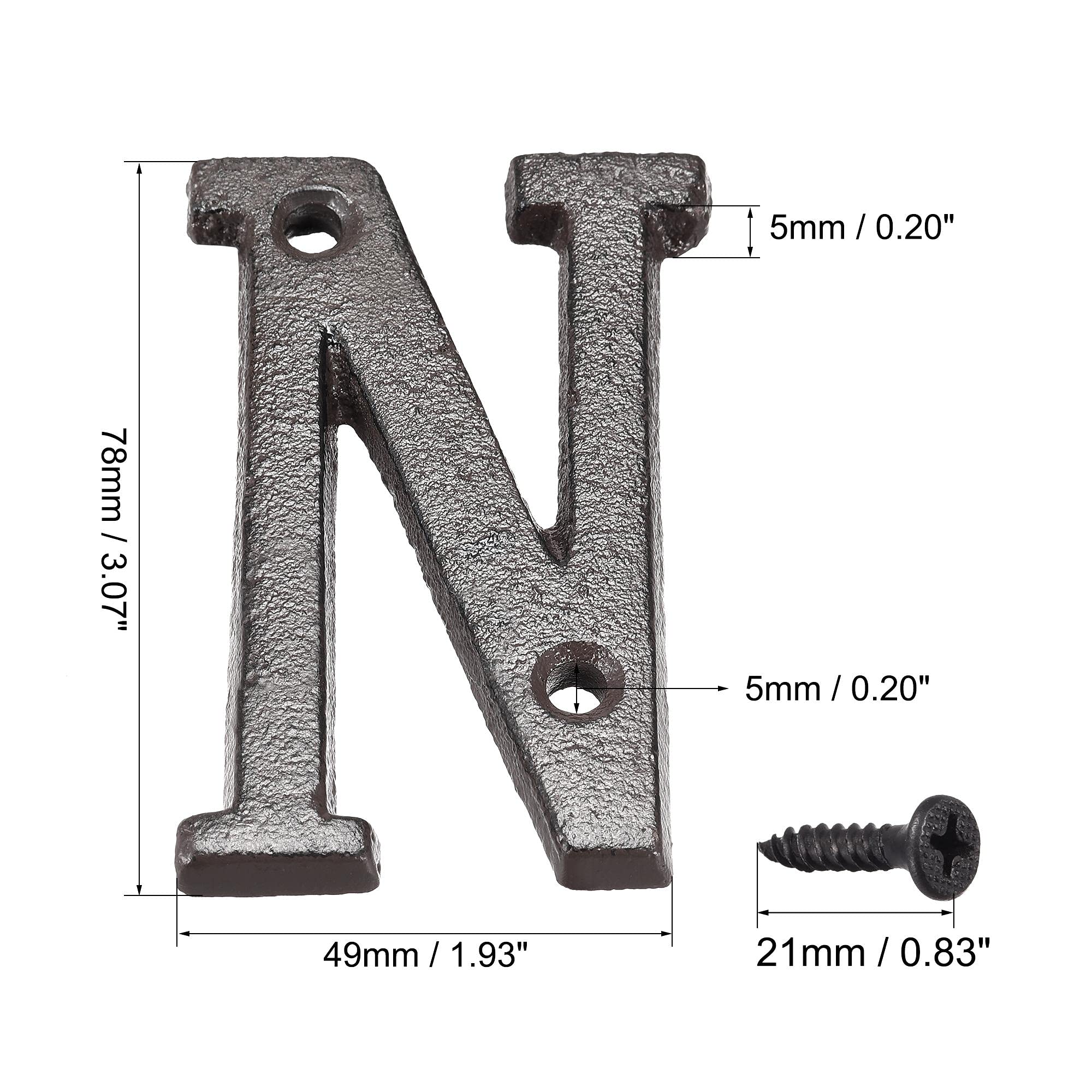 3 Inch Cast Iron Letter N - Durable House Letter for Home, Hotel, Mailbox & Address Sign - Perfect for Front Door, Porch, Garden & Outdoor Decor
