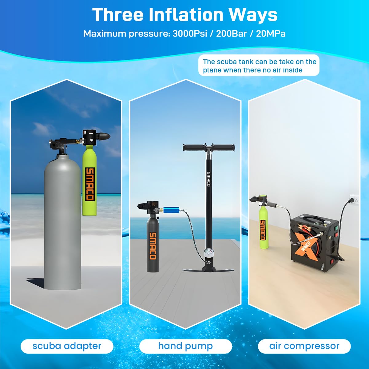 SMACO Mini Scuba Tank - Portable Underwater Breathing Device for 10 Minutes Diving | Compact Scuba Cylinder & Oxygen Tank | Perfect for Snorkeling, Pool Exploration, and Underwater Adventures