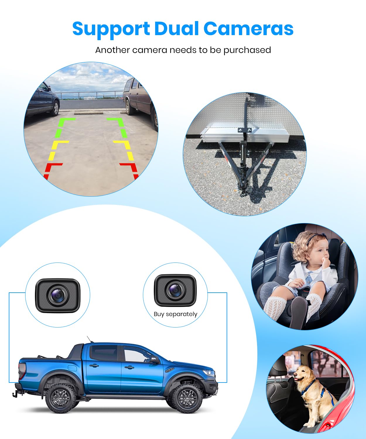 AUTO-VOX W7Pro 5 Inch HD Wireless Backup Camera System with Stable Digital Signal & Dual Channel Color Night Vision - Easy Install Rear View Camera for Car, SUV, Pickup Truck, Van | Perfect for Parking, Reversing & Night Driving Safety
