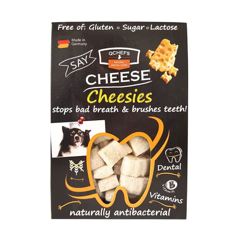 Qchefs Natural Cheesies Dental Dog Chew Treats - 65g Grain-Free Dental Sticks for Small & Medium Dogs - Promotes Oral Health & Fresh Breath - Perfect for Training Rewards and Daily Teeth Cleaning