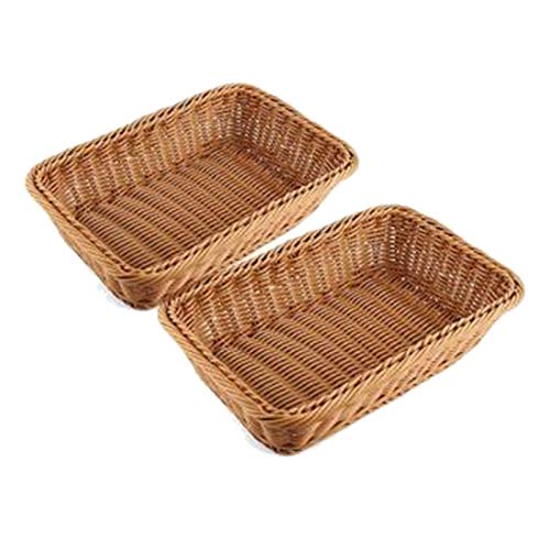 Abledance 2-Pack Rectangular Wicker Baskets for Bread, Fruits & Vegetables - Perfect for Table, Counter Display in Markets, Bakeries & Home Kitchen Organization