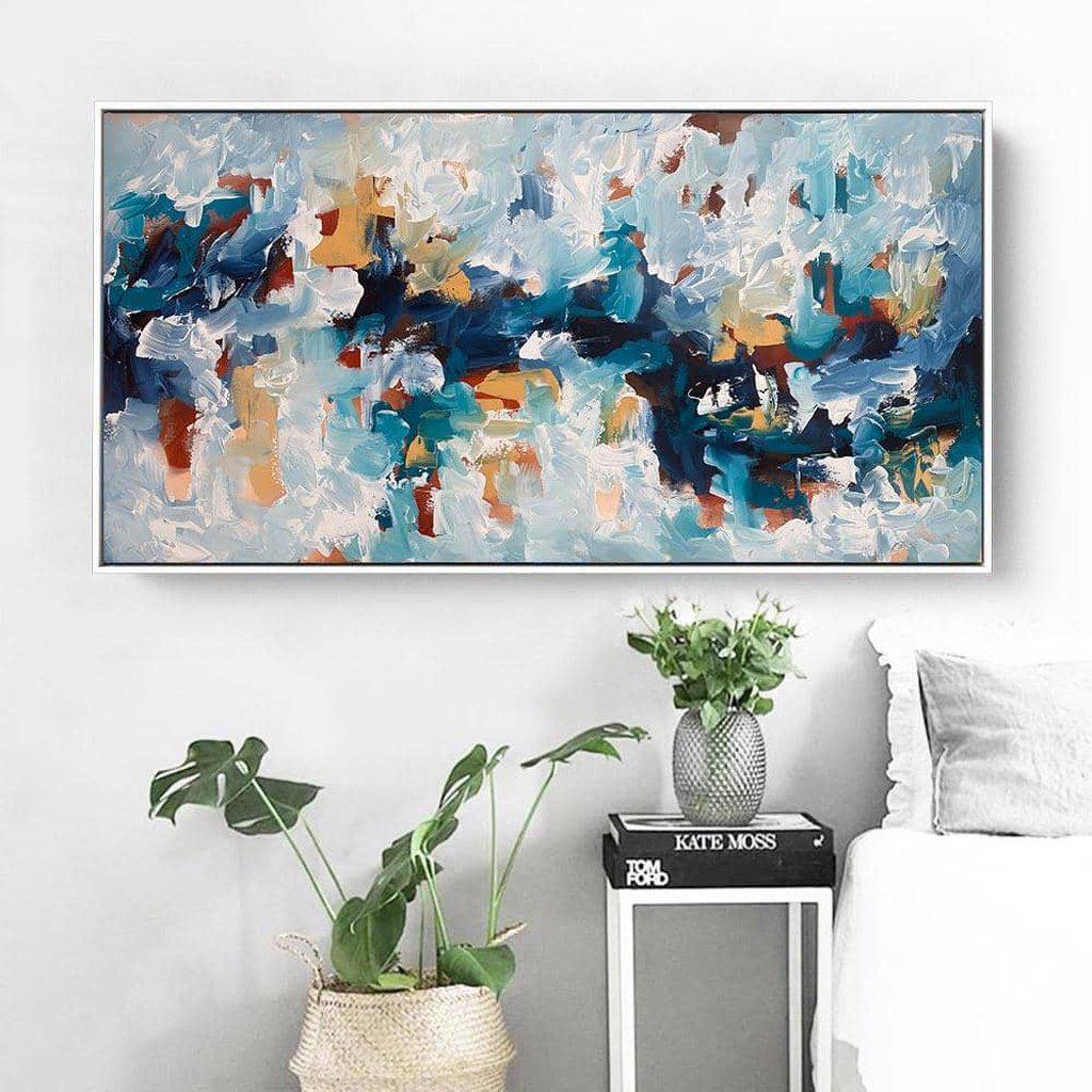 Secrets 2 - Large Blue Abstract Oil Painting on Canvas - Modern Wall Art for Living Room, Bedroom & Office Decor