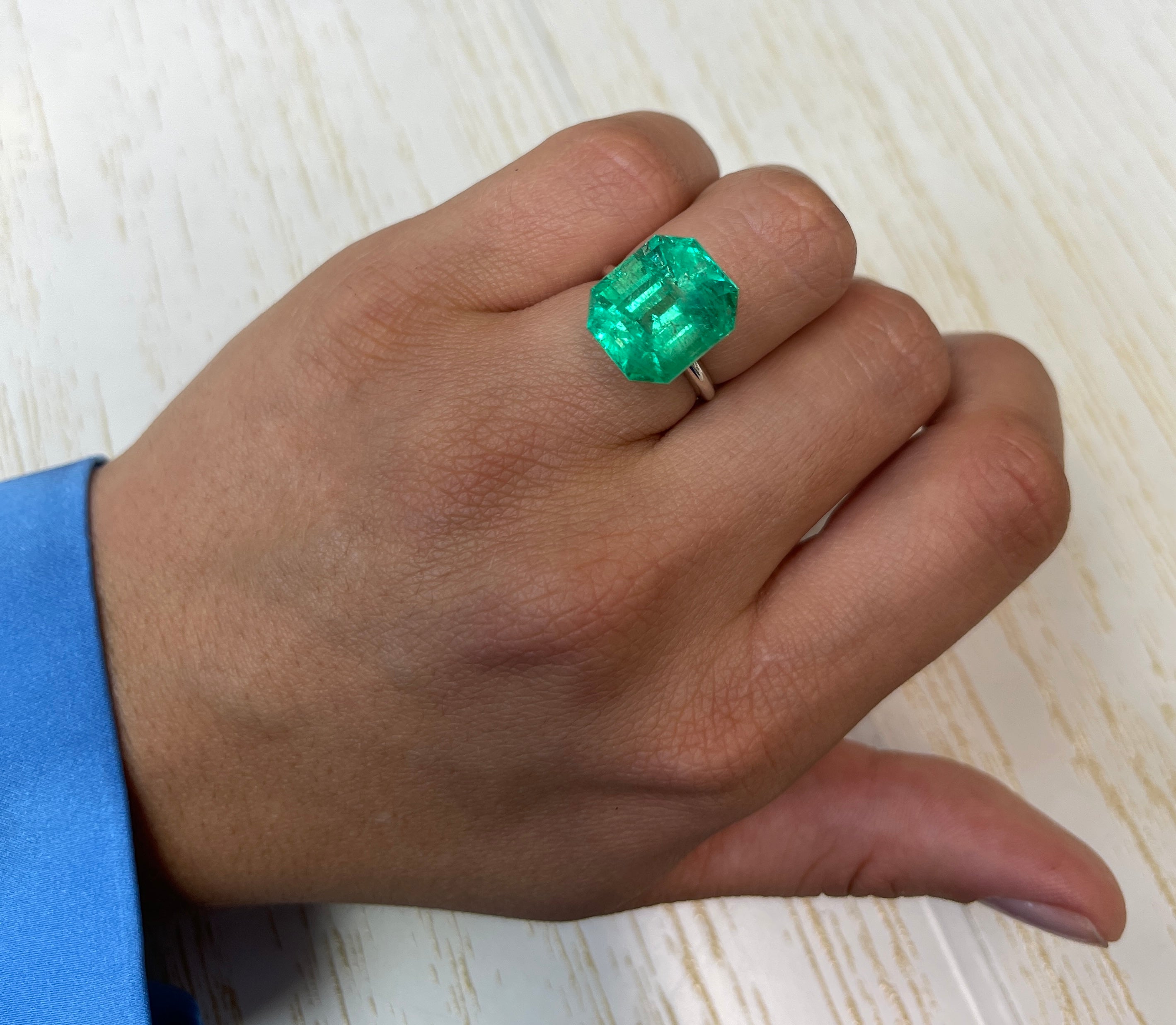13.22 Carat GIA Certified Muzo Yellowish Green Colombian Emerald - Loose Natural Emerald Cut Gemstone for Jewelry Making & Engagement Rings