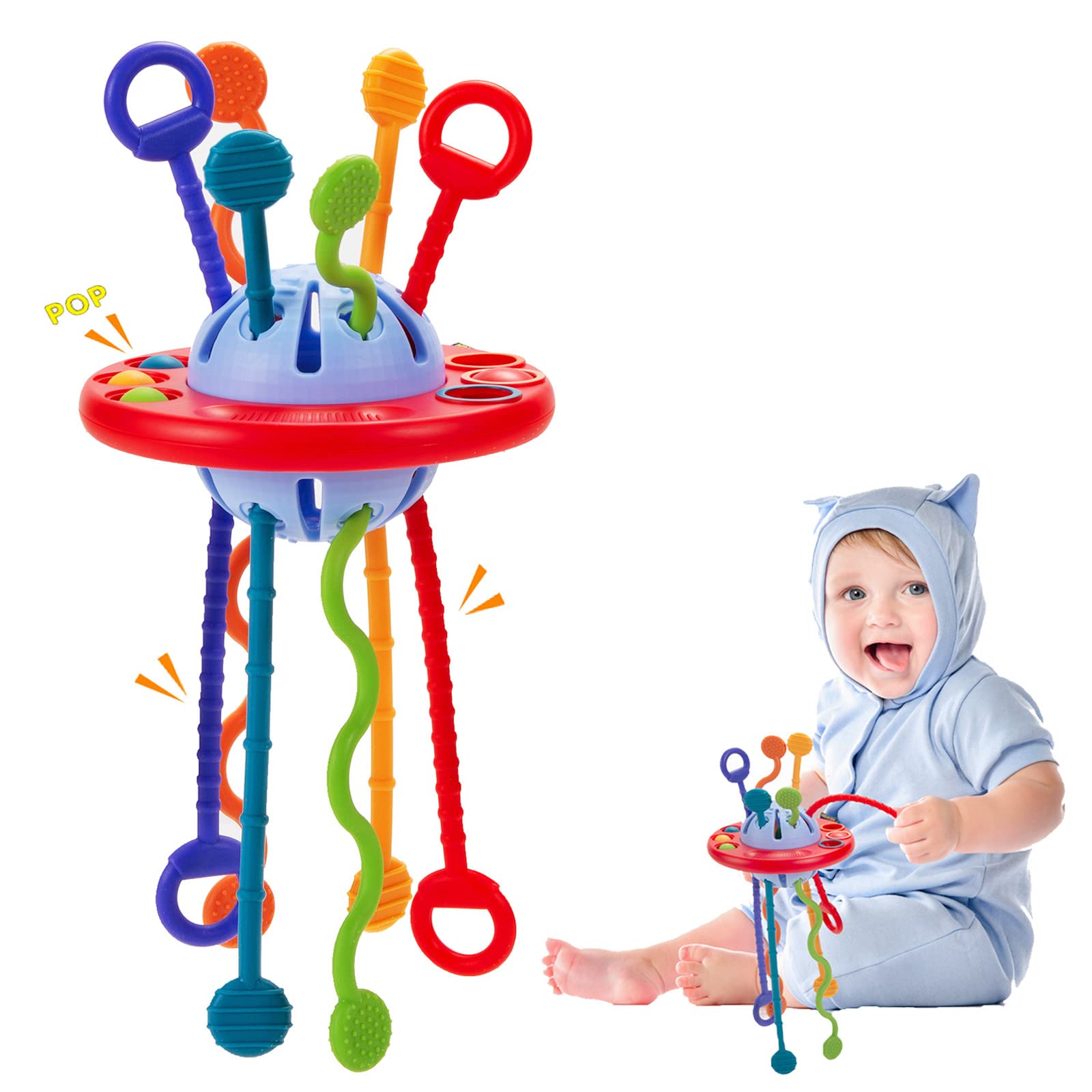 **MORNOR Montessori Toys for 1 Year Old - Baby Sensory Toys for Toddlers 1-3, Fine Motor Skills Development, Travel Pull String Toy, Food-Grade Safe Activity Toy - Perfect First Birthday Gift for Baby Girls & Boys | Great for Home, Travel & Early Learning Play**