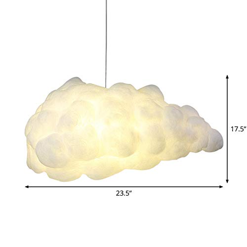 LITFAD Cotton Cloud Pendant Light - Modern Art Deco 1-Bulb White LED Hanging Ceiling Lamp for Dining Table, Bedroom & Living Room | Elegant Lighting for Hotels, Restaurants and Home Decor