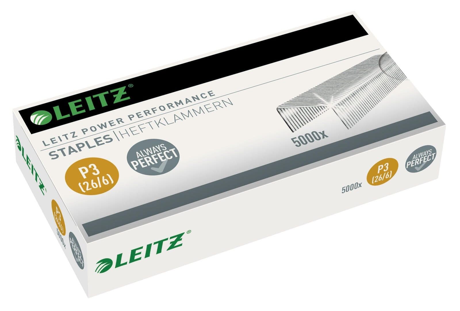 Leitz 55721000 P3 26/6 mm Staples - 2 x 5000 Pack | Heavy Duty Staples for Office, School & Home Use | Perfect for Staplers, Paperwork & Craft Projects