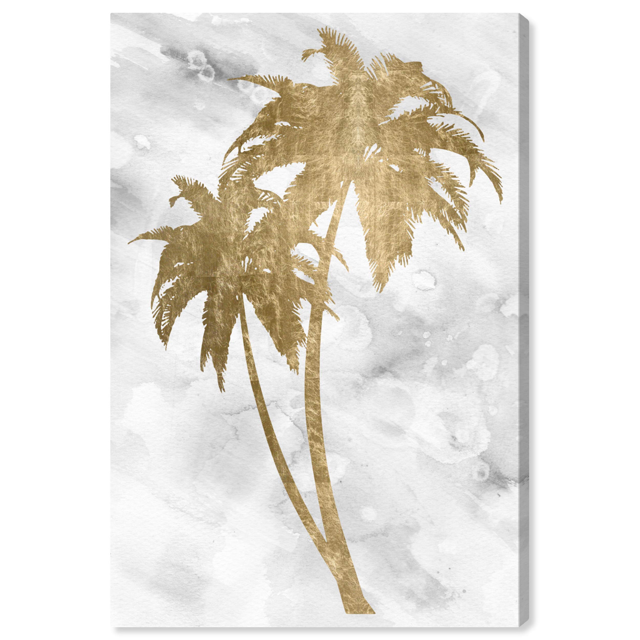 Oliver Gal Artist Co. 'Palm Tree III' Botanical Wall Art Canvas Print - 24x36 Inches Gold & White Framed Home Decor - Perfect for Living Room, Bedroom & Office Wall Decoration