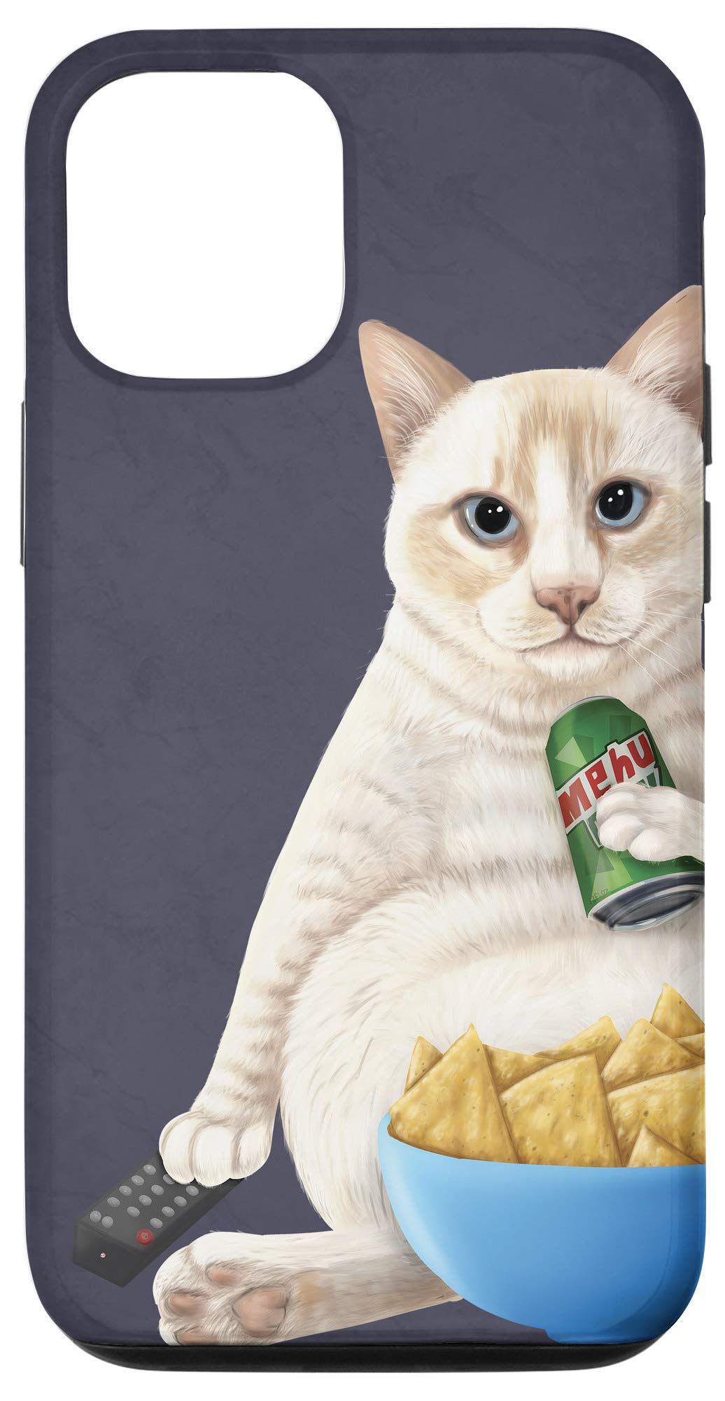 iPhone 12/12 Pro Case - Cute White Flame Point Siamese Cat Design with Soda & Snacks Print - Protective Phone Cover for Daily Use, Travel & Gifting