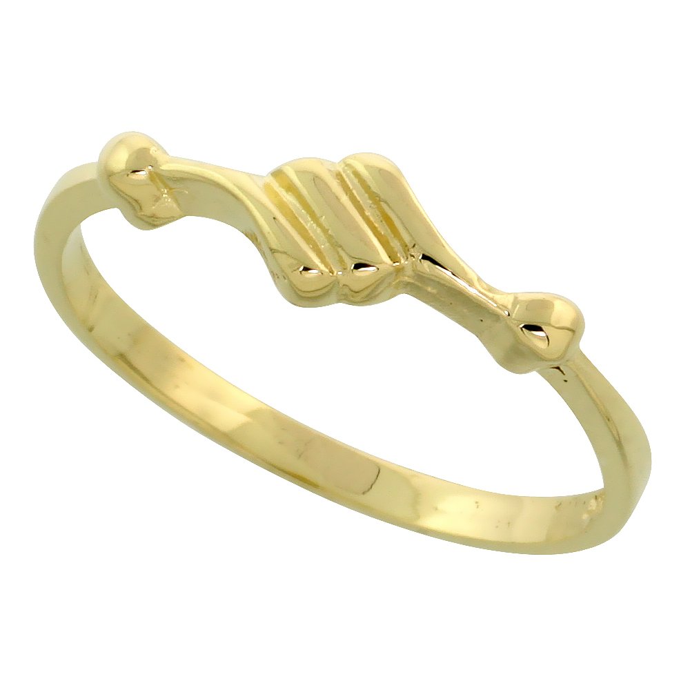 14K Gold Diamond-Shaped Groove Ring - 3/16