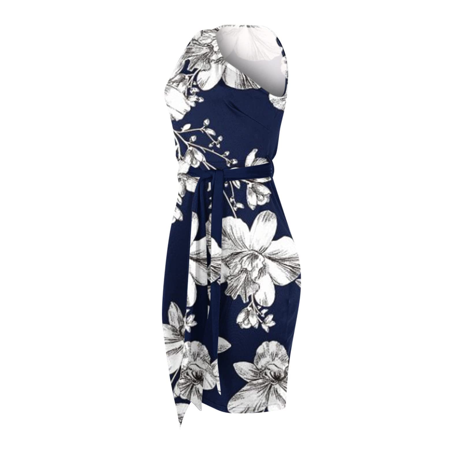 Floral Maxi Dresses for Women - One Shoulder Summer Casual Sleeveless Tie Dress | Perfect for Beach Vacation, Wedding Guest & Mother of Bride Occasions