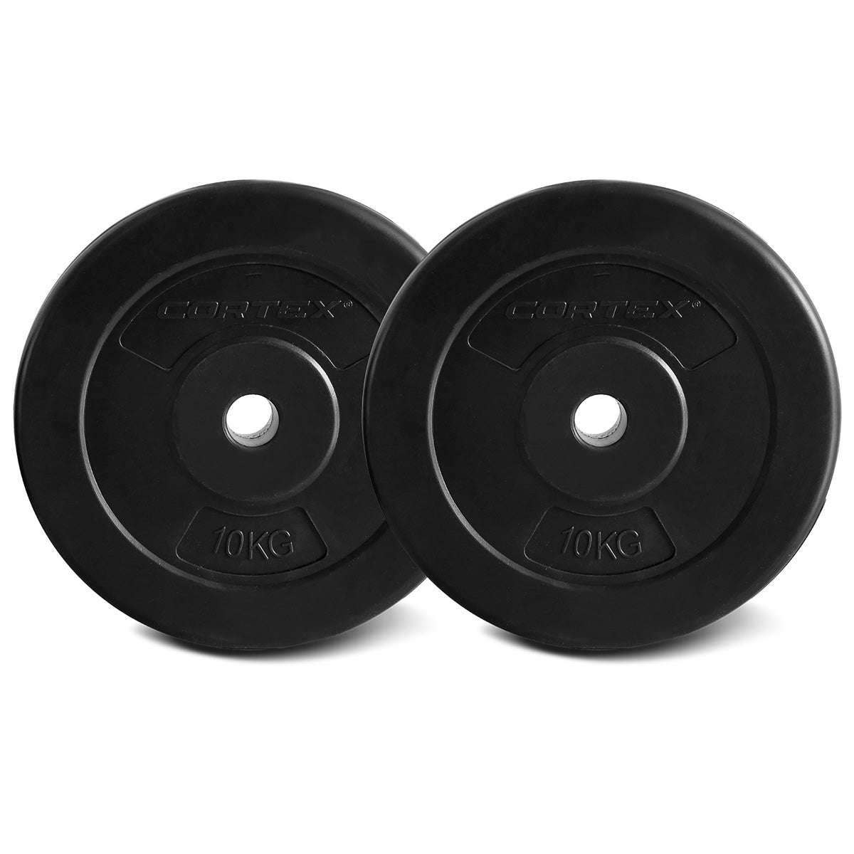 CORTEX 10KG EnduraShell Weight Plates (2 Pack) - 25mm Thick Durable Rubber Coated Gym Plates for CrossFit, Powerlifting & Home Workouts
