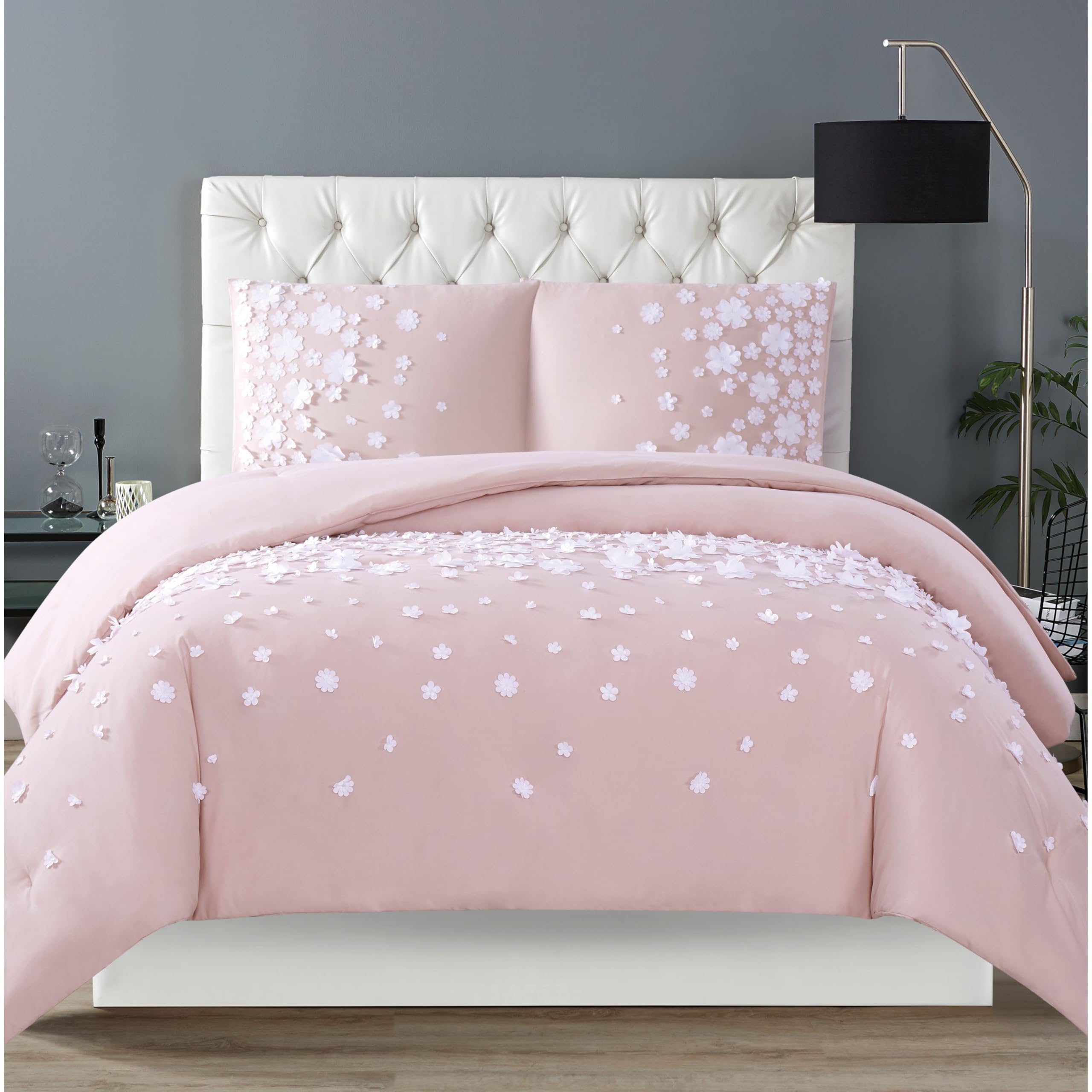 Christian Siriano NY® Confetti Flowers Comforter Set - Twin XL Size, Soft Blush Pink Bedding Collection - Perfect for Teen Girls' Bedrooms, Guest Rooms & Dorm Decor