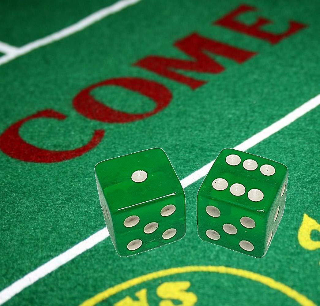 Premium 19mm Casino Craps Kit Set - 5 Dice, Layout, Stick, Acrylic Dice Boat & Accessories (Green) | Professional Casino Game Equipment for Home Parties, Game Nights & Casino-Themed Events