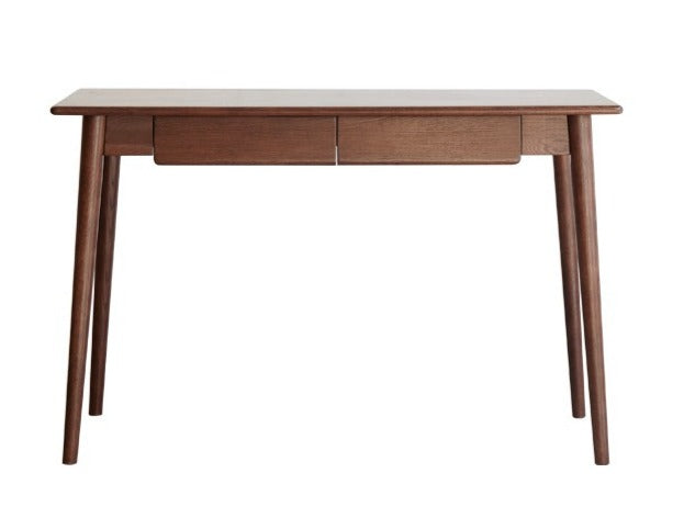 Solid Oak Wood Office Desk with Spindle-Shaped Slanted Legs - Modern Home Office Furniture for Work & Study