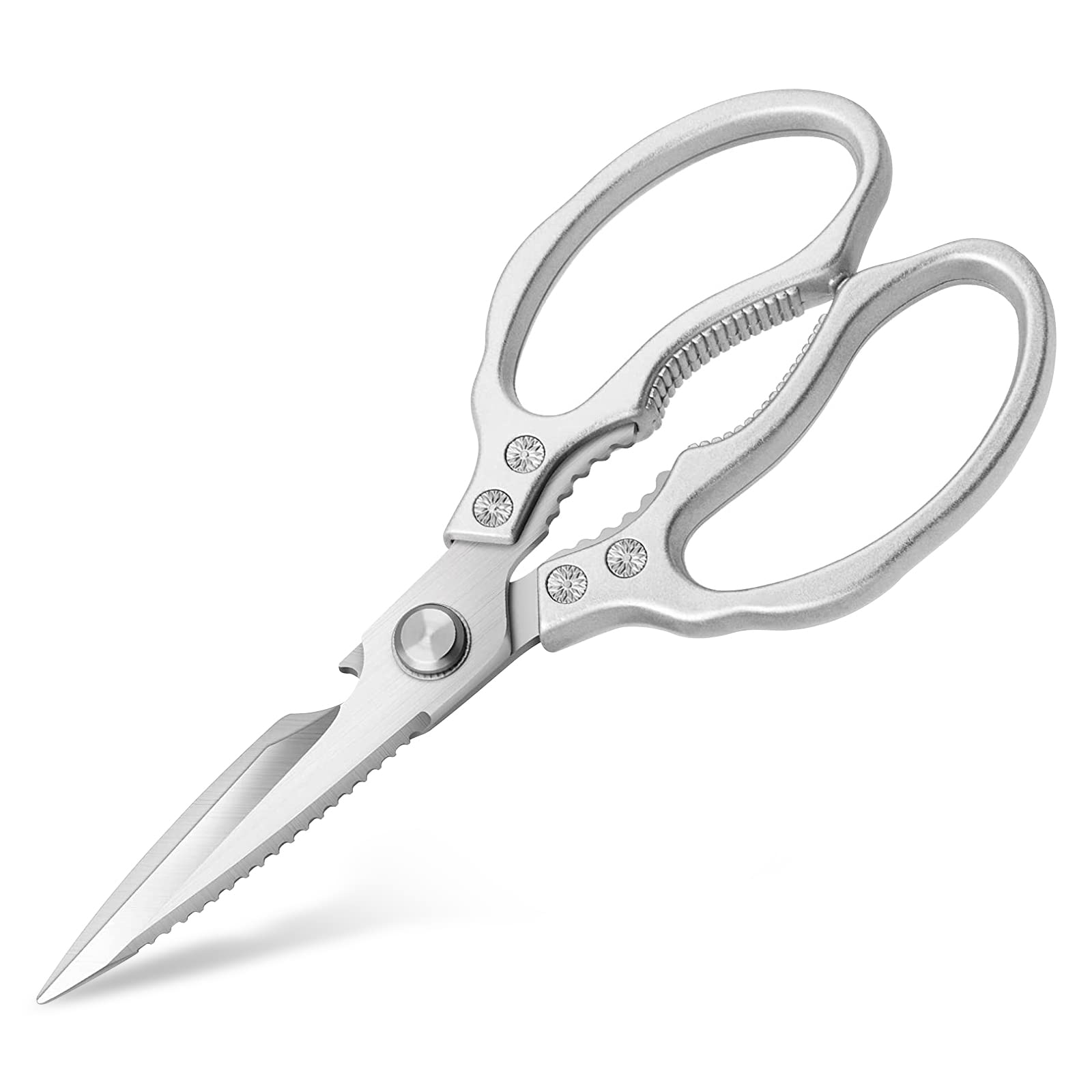 Heavy Duty Stainless Steel Kitchen Scissors - Dishwasher Safe Multi-Purpose Food Shears with Non-Slip Handles - Perfect for Cutting Meat, Herbs, Poultry and Packaging - Ideal for Home Cooking & Professional Kitchens