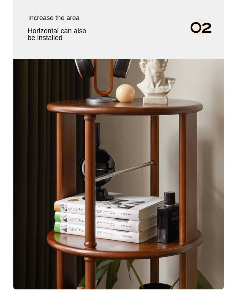 Solid Poplar Wood Rotating Bookshelf - 360° Swivel Floor Bookcase for Living Room, Office & Bedroom Storage & Organization