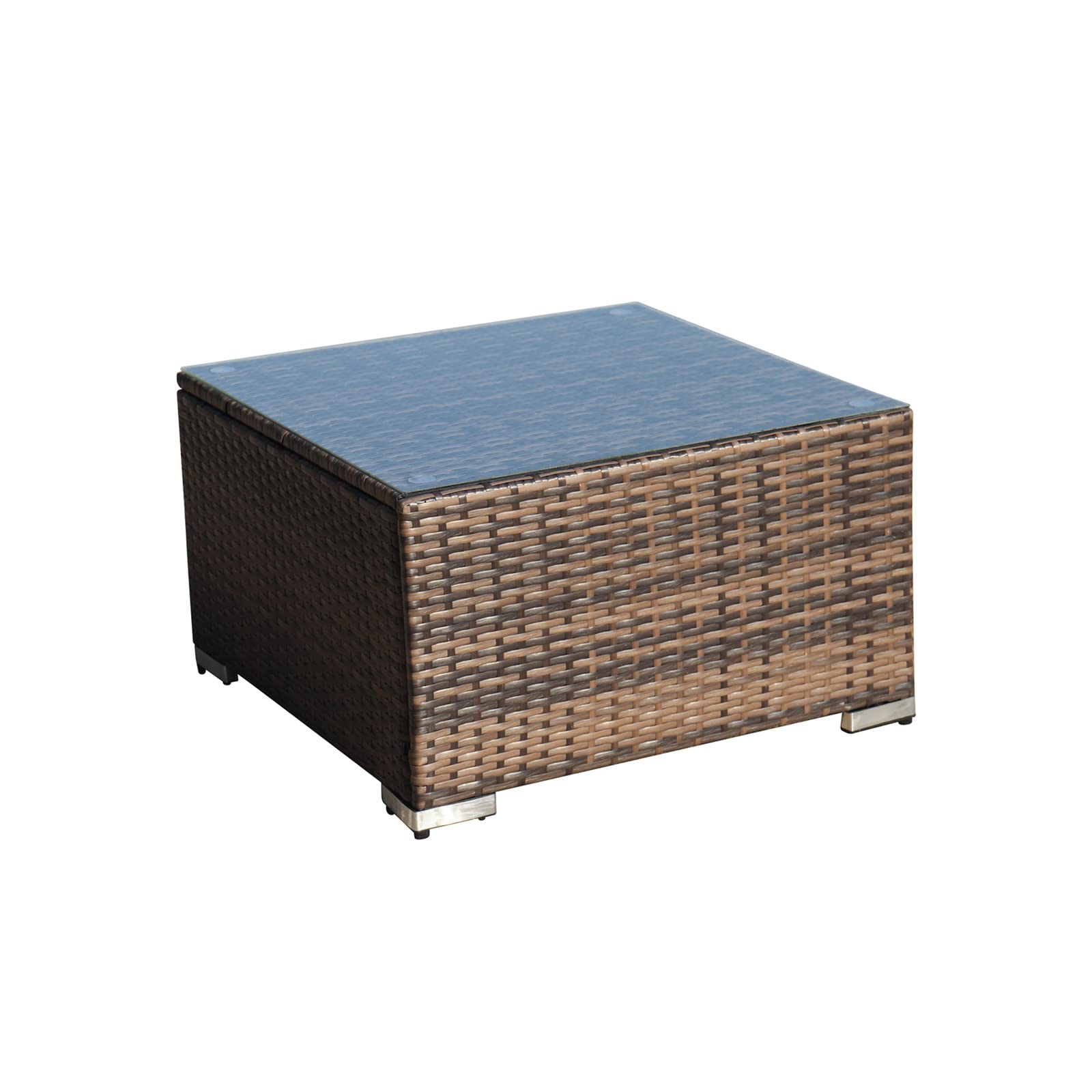 VERYKE 4-Piece All-Weather Outdoor Patio Furniture Set - Wicker Rattan Sectional Sofa with Waterproof Cushion & Tempered Glass Table - Brown - Perfect for Backyard, Garden, Poolside & Patio Relaxation