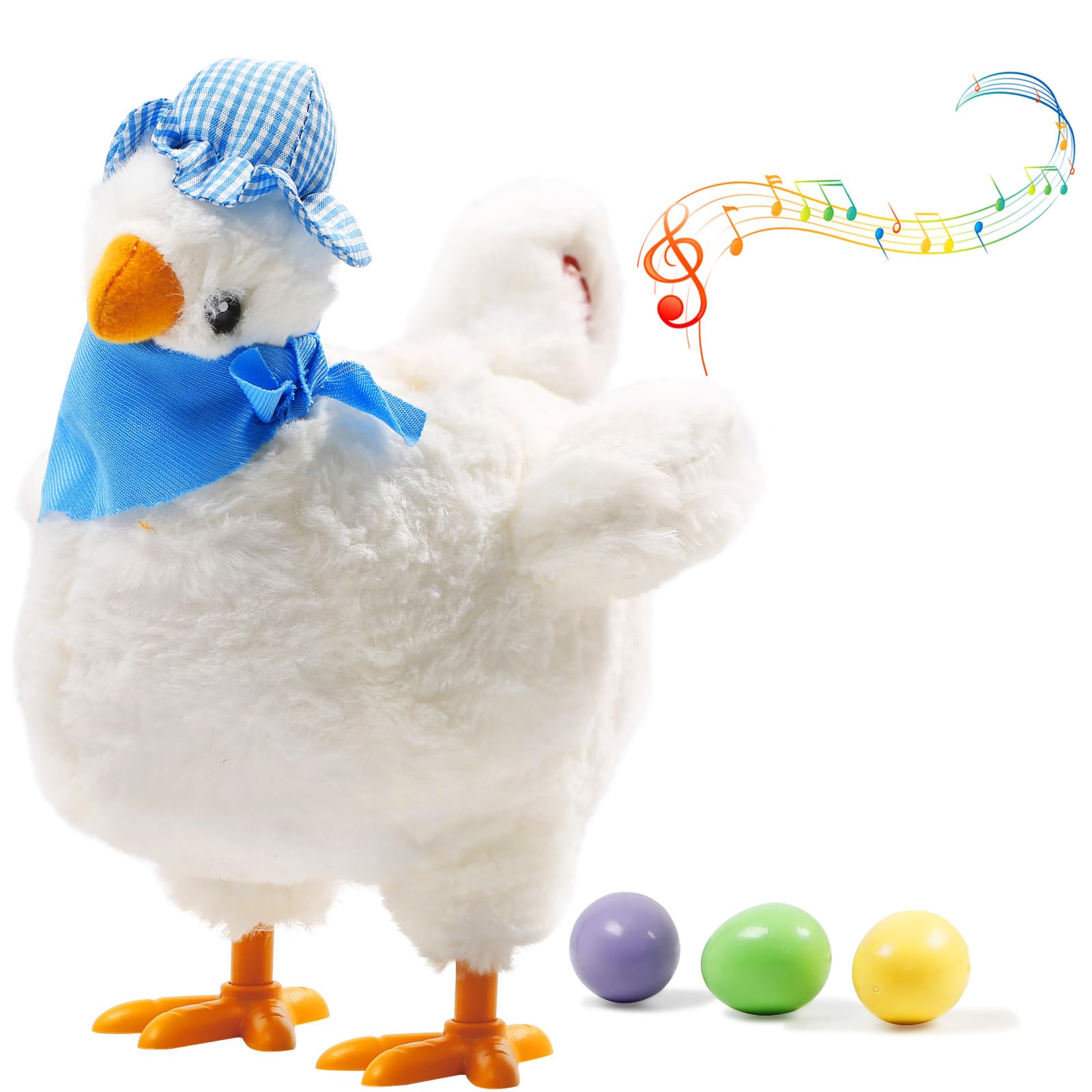 SOMOYA Electric Plush Chicken Toy - Dancing & Laying Eggs with Music & Sound Effects - Fun Easter Gift for Kids, Birthday Party Favor, Classroom Reward, and Animal-Themed Decor