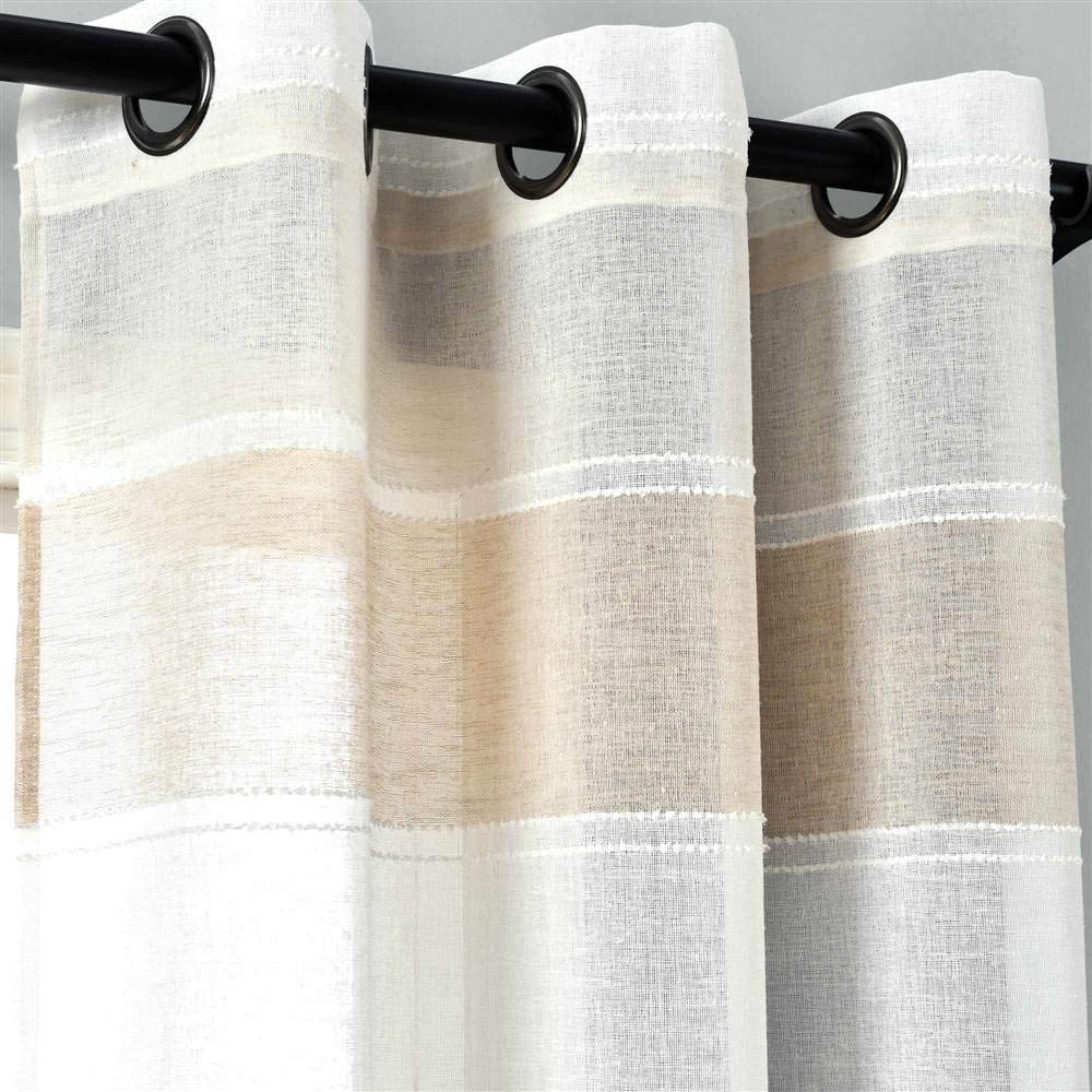 Lush Decor Beige Striped Sheer Curtains - 84
