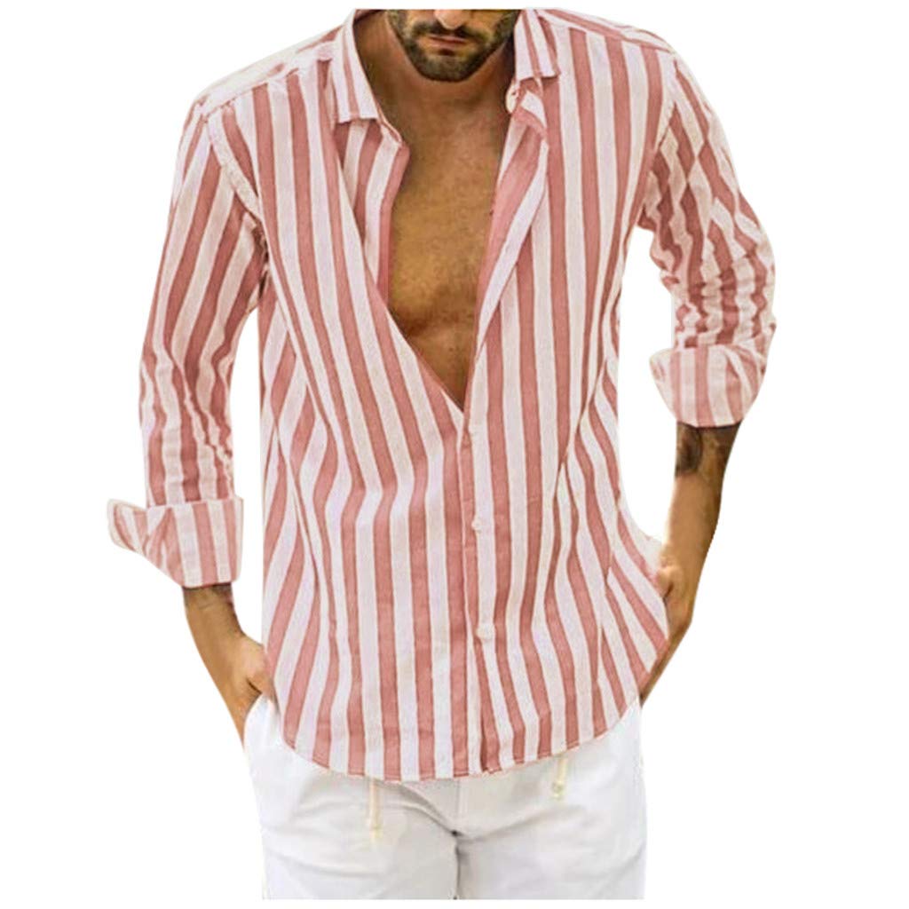 Gillberry Men's Slim Fit Long Sleeve Casual Button Down Shirt - Vertical Striped Dress Shirt for Business & Everyday Wear - Black