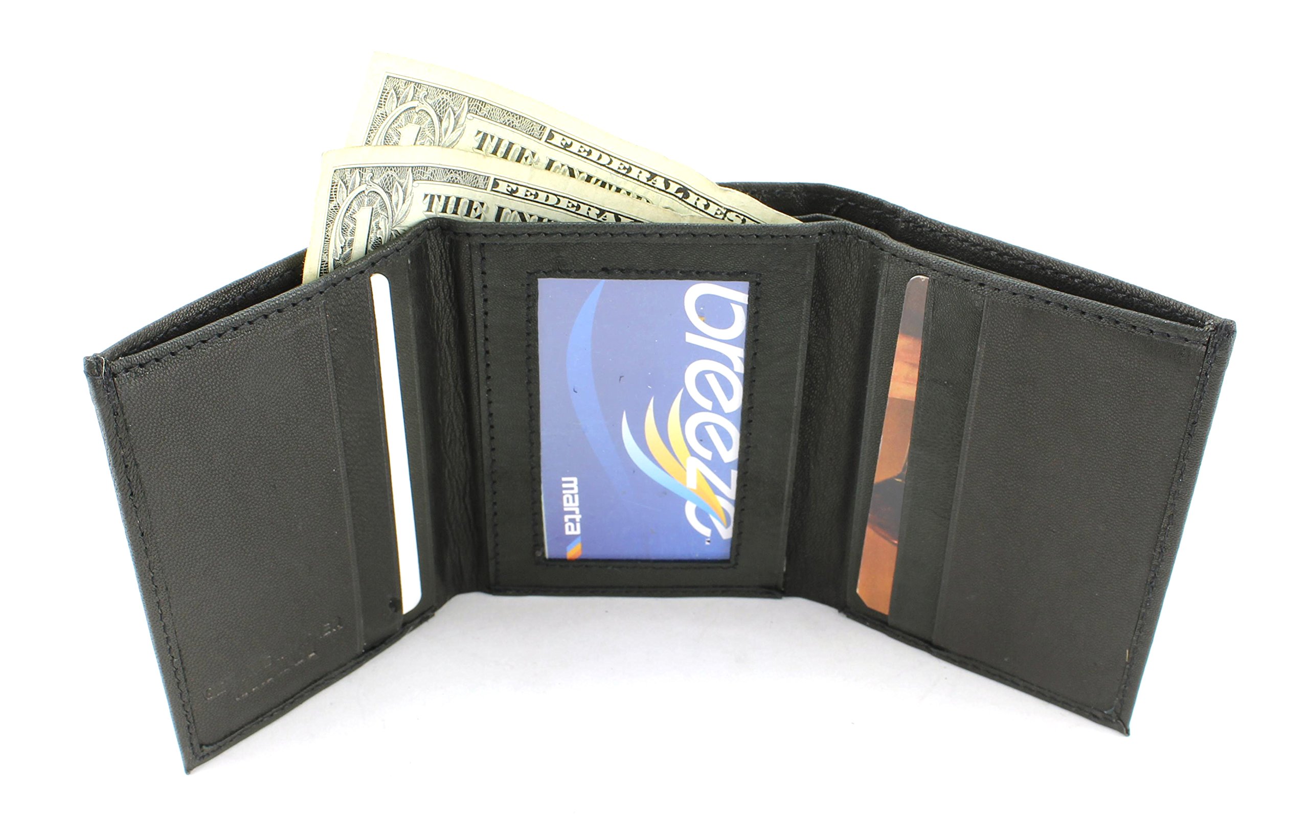 BAACI Genuine Cowhide Leather Trifold Wallet for Men - RFID Blocking ID Window, 5 Card Slots & 2 Billfold Pockets - Durable Slim Mens Wallet for Everyday Use (Black) | Perfect Gift for Dad, Husband, Boyfriend | Office, Travel & Business Essentials