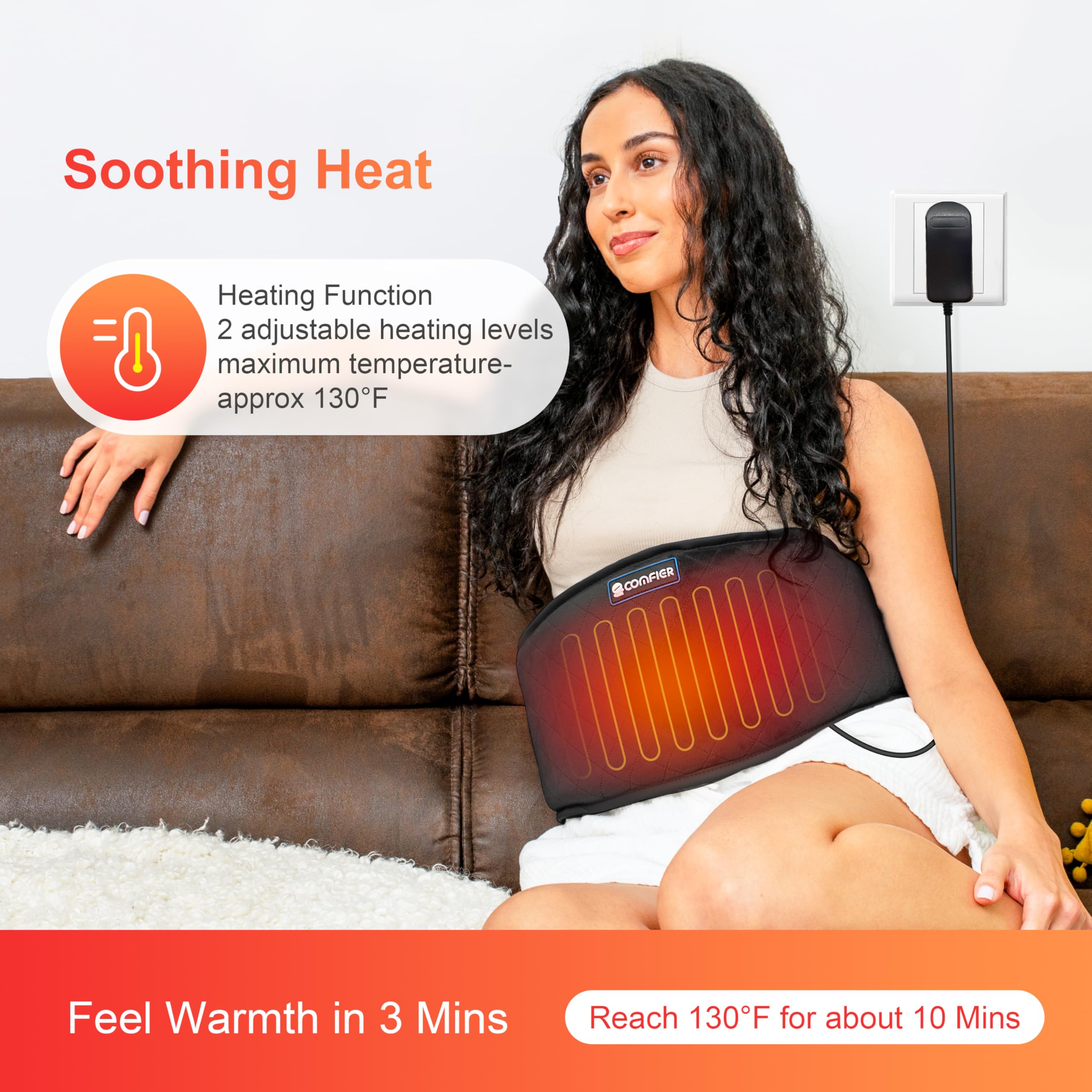 COMFIER Electric Heating Pad with Compression - Foot Massager for Pain Relief, Relaxation & Improved Circulation - Perfect for Home, Office & Travel Use