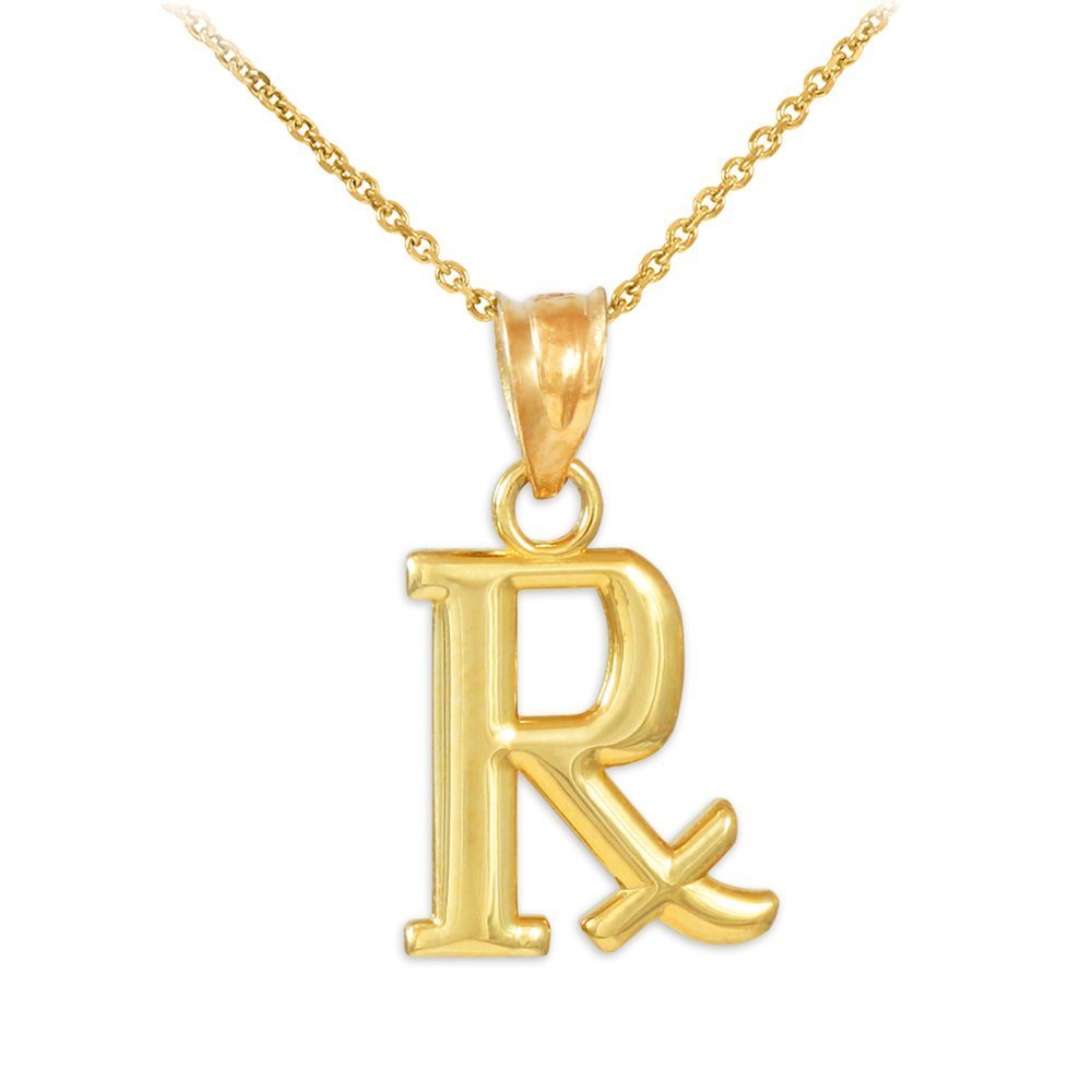 14K Gold Prescription Rx Symbol Charm Pendant Necklace for Pharmacists, Medical Students & Healthcare Professionals - Perfect Gift for Graduation, White Coat Ceremony & Medical Appreciation