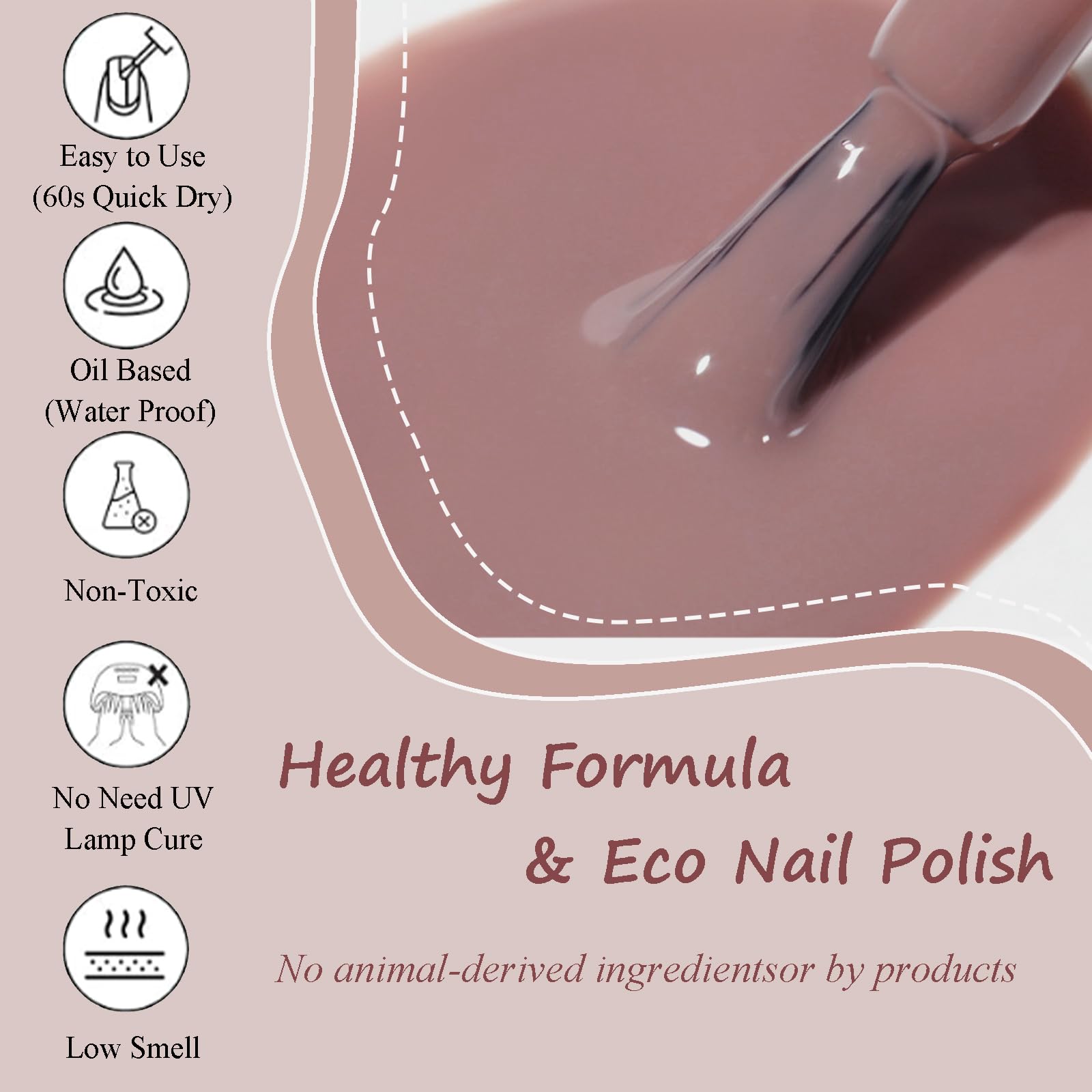Sheer Nude Nail Polish - Crystal Clear Transparent Natural Nail Lacquer - Quick Dry Neutral Color Polish (No UV Light Needed) - Perfect for Everyday Wear, Office, Weddings & Special Occasions