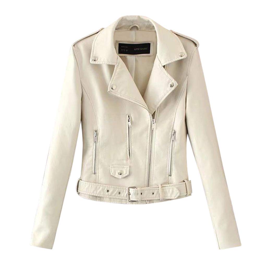 Baskuwish Women's Lightweight Leather Motorcycle Jacket - Casual & Stylish for Riding