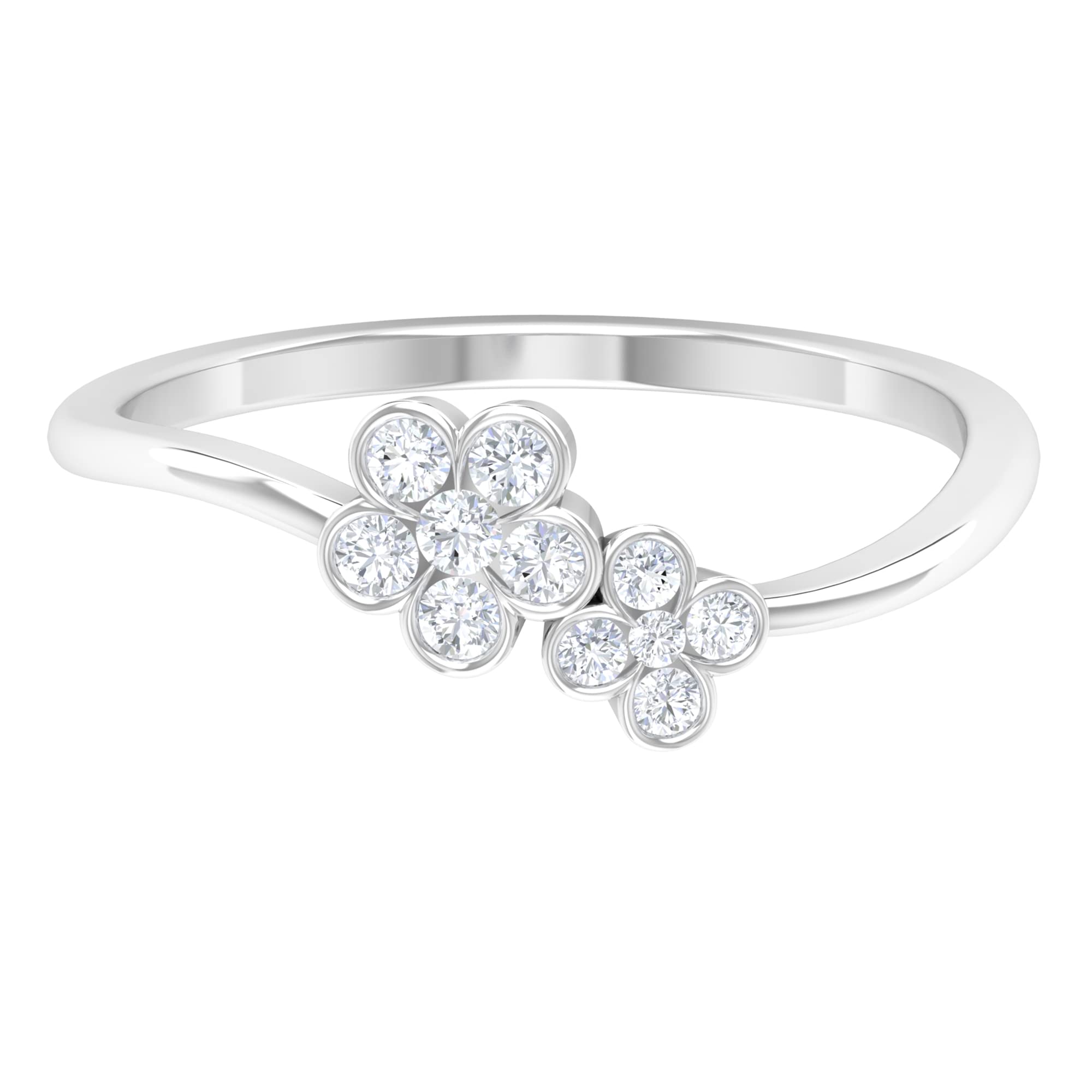 1/4 CT Diamond Promise Ring for Women - April Birthstone, 14K Solid Gold Twin Flower Engagement Ring, Bezel Set Certified Diamond Jewelry | Perfect for Anniversaries, Proposals & Special Occasions
