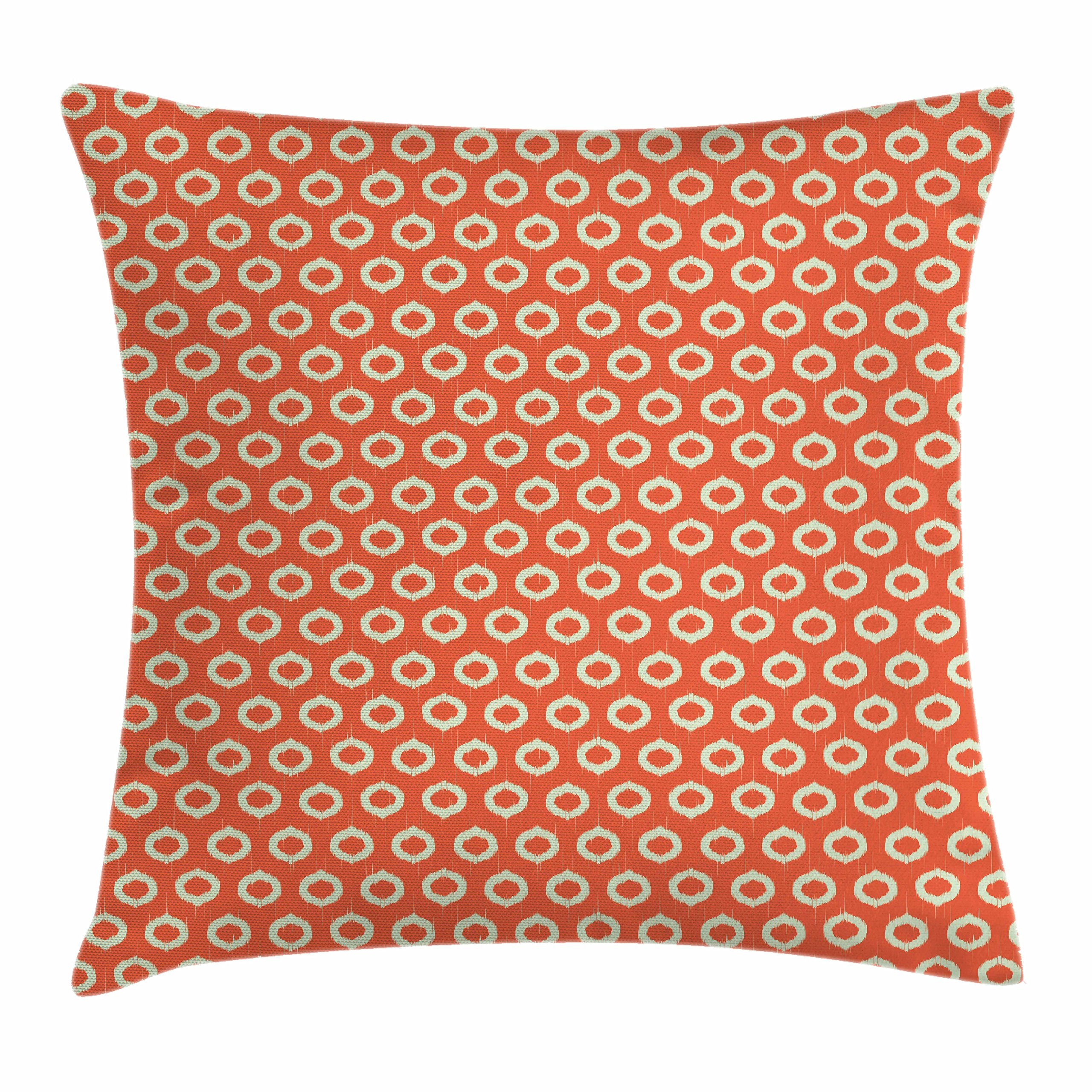 Ambesonne Ikat Decorative Throw Pillow Cover 40x40 Inches - Vintage Abstract Oval Shapes with Grunge Effect on Orange & Pale Yellow Backdrop - Perfect for Sofa, Bed, Couch or Home Decor Accent