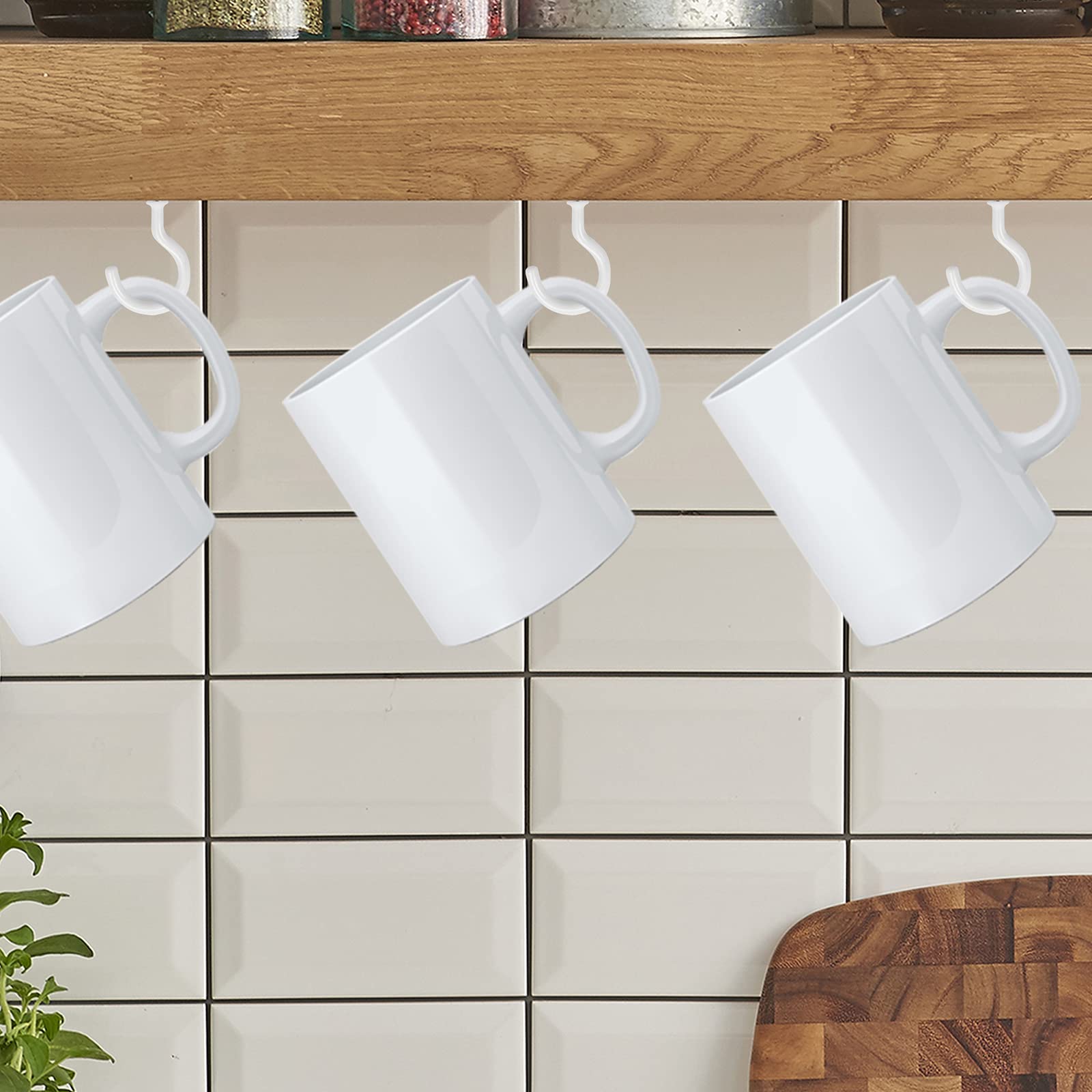 45 Pack 1-1/2 Inch White Vinyl Coated Screw Hooks - Heavy Duty Cup Hooks for Ceiling, Plants, Wind Chimes & Kitchen - Indoor/Outdoor Hanging Solution for Home, Garden & Garage Organization