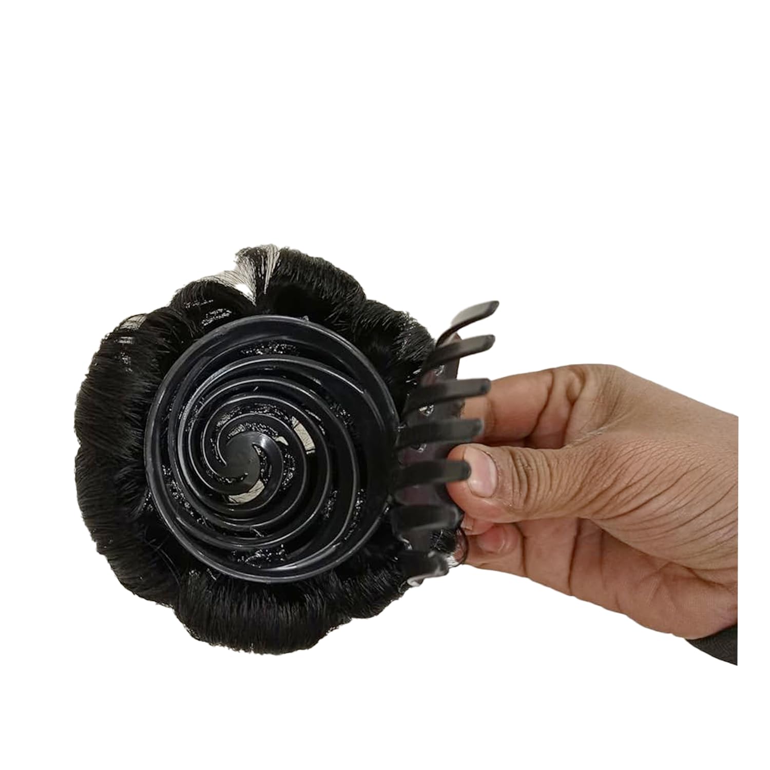 Flushia Women's Hair Bun Clip with Artificial Synthetic Hair Extension - Natural Black Medium | Perfect for Updos, Ponytails & Everyday Hairstyles