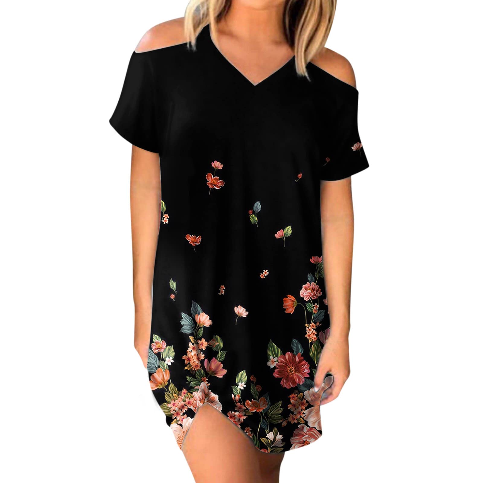 Women's Winter Casual Lace Patchwork Printed Short Sleeve Dress - Fashionable Junior Dresses for Holiday Parties, Christmas Gatherings & Office Wear