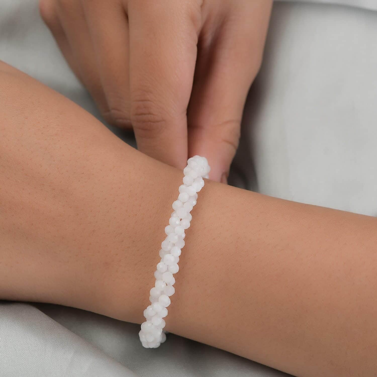 Rainbow Moonstone 925 Sterling Silver Platinum Plated Beaded Bracelet for Women | Elegant Jewelry Gift for Birthday, Anniversary & Special Occasions | 7.25