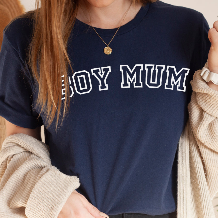 Boy Mom Harvard College T-Shirt - Comfortable Cotton Tee for Proud Moms - Perfect for School Events, Mother's Day & Family Outings