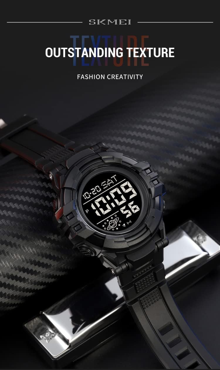 Gosasa Men's Sports Digital Watch - Waterproof LED Stopwatch with Countdown, 12/24 Hour Display & Multifunction for Running, Gym, Outdoor Activities